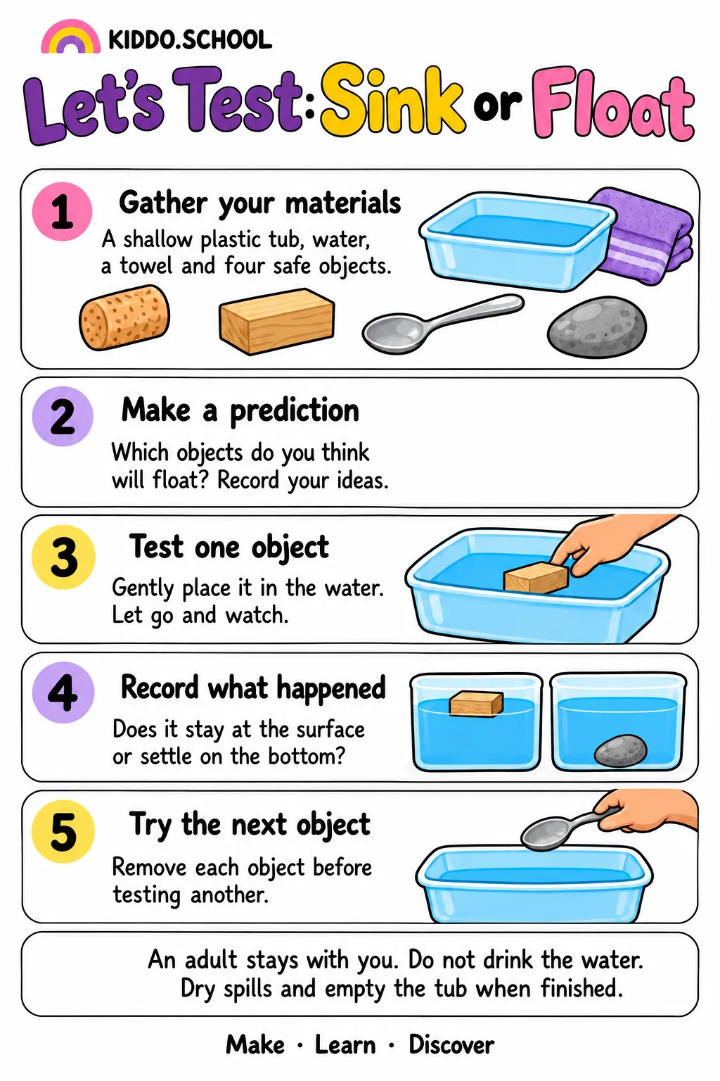 Preview of the sink or float experiment guide drawing sheet