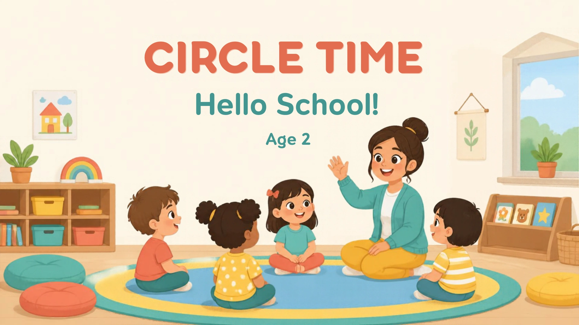 Kiddo School teacher welcoming children to Circle Time