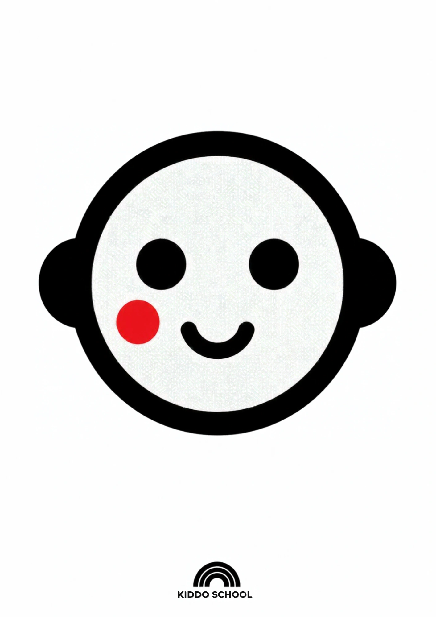 Simple face card with red visual detail for babies