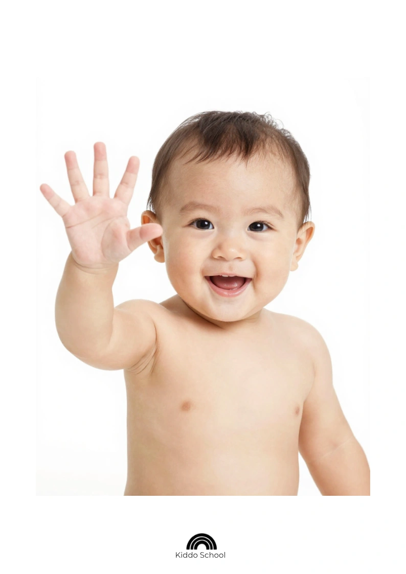 Baby waving a hand