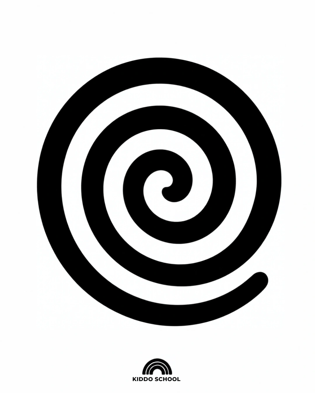 Black and white high-contrast spiral card for newborns
