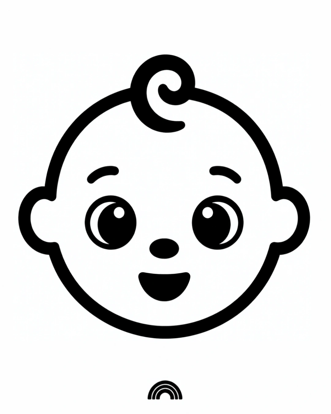 Black and white symmetrical baby face card for newborns