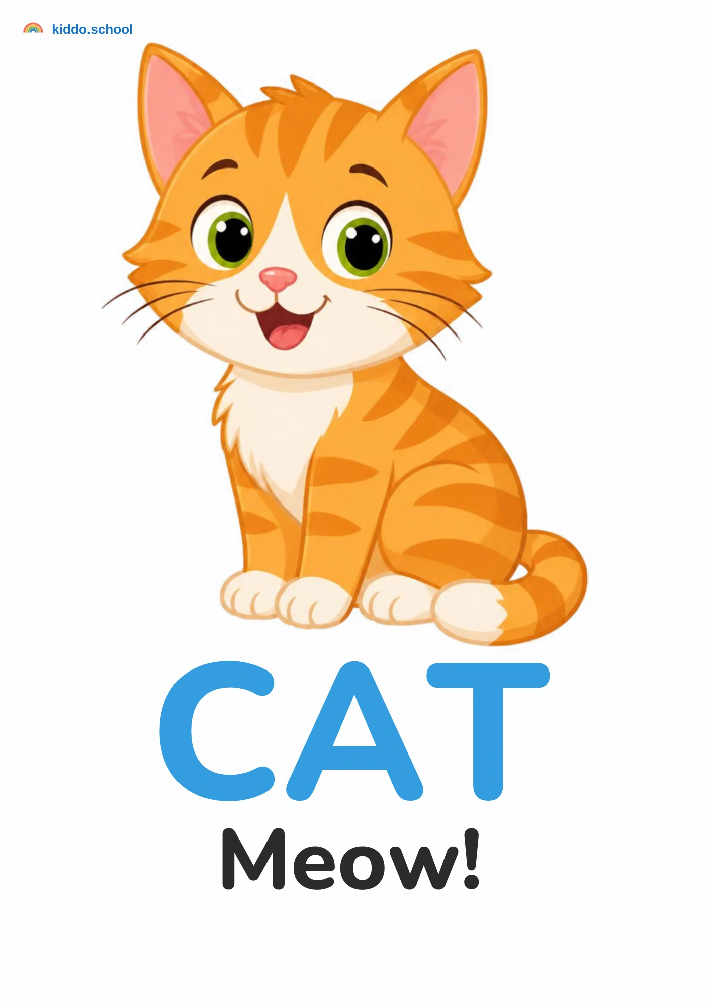 A cat saying meow for a toddler animal sounds activity
