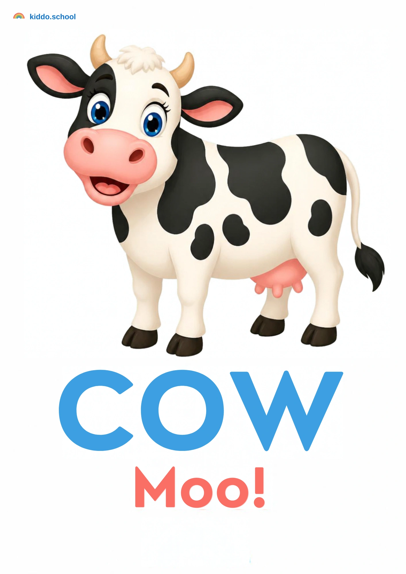 A cow saying moo for a toddler animal sounds activity