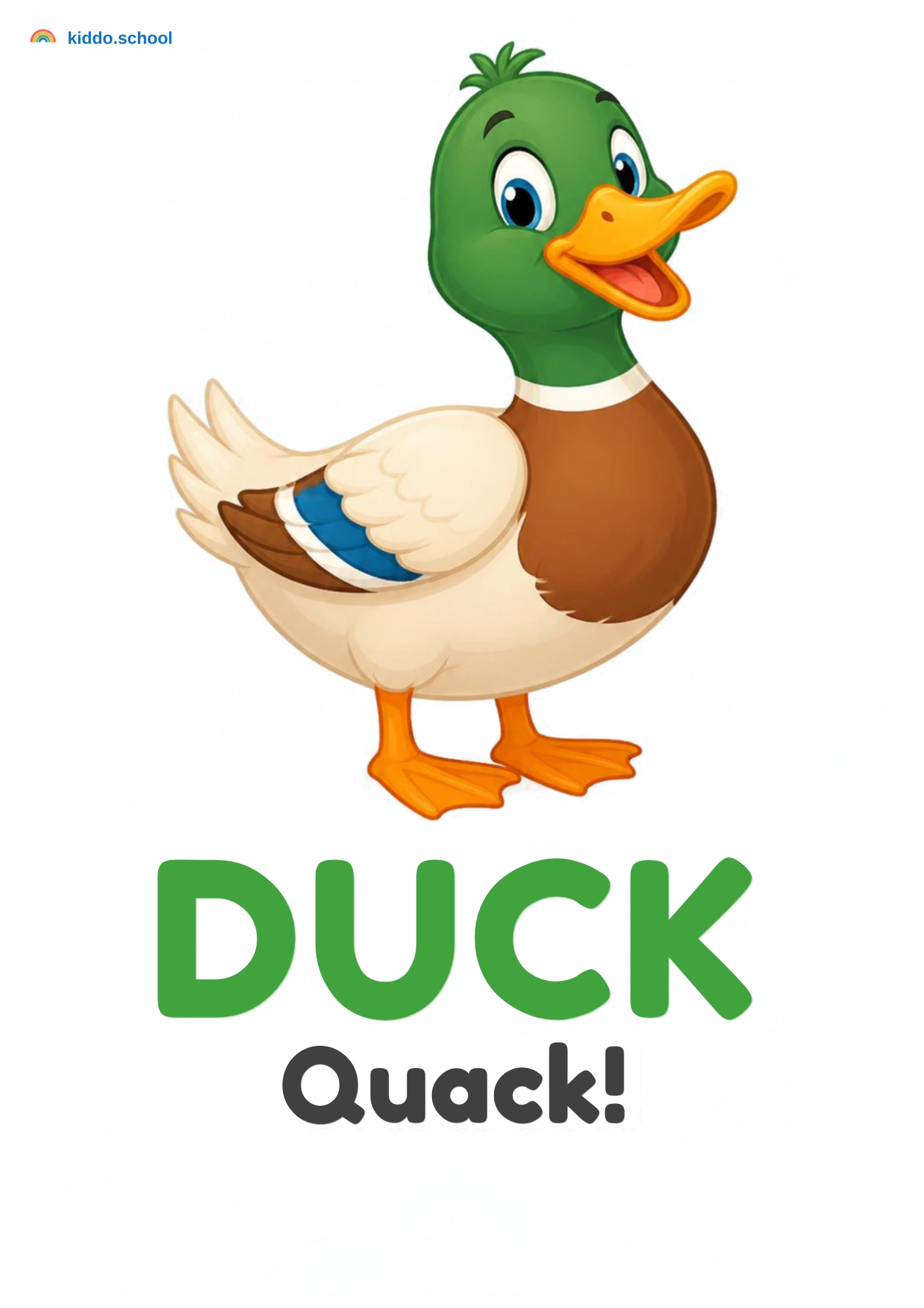 A duck saying quack for a toddler animal sounds activity