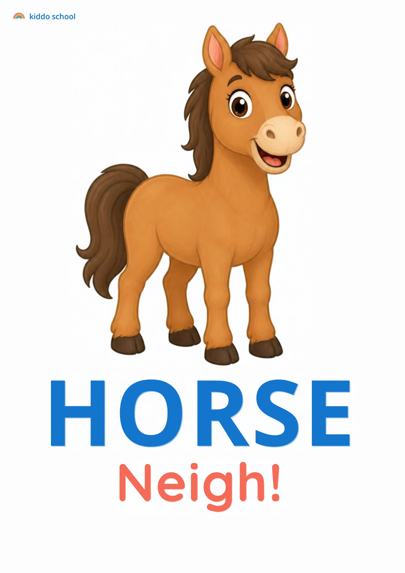 A horse saying neigh for a toddler animal sounds activity