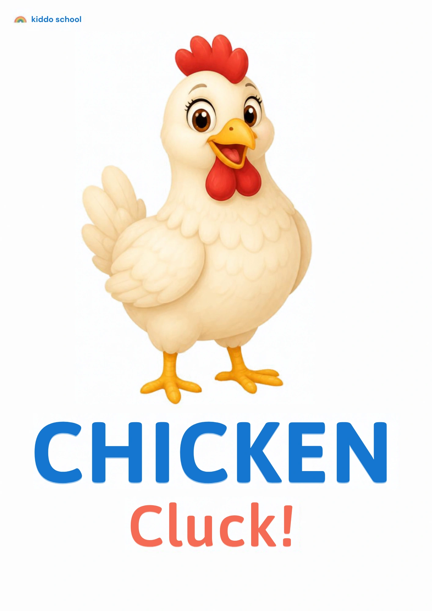 A chicken saying cluck for a toddler animal sounds activity