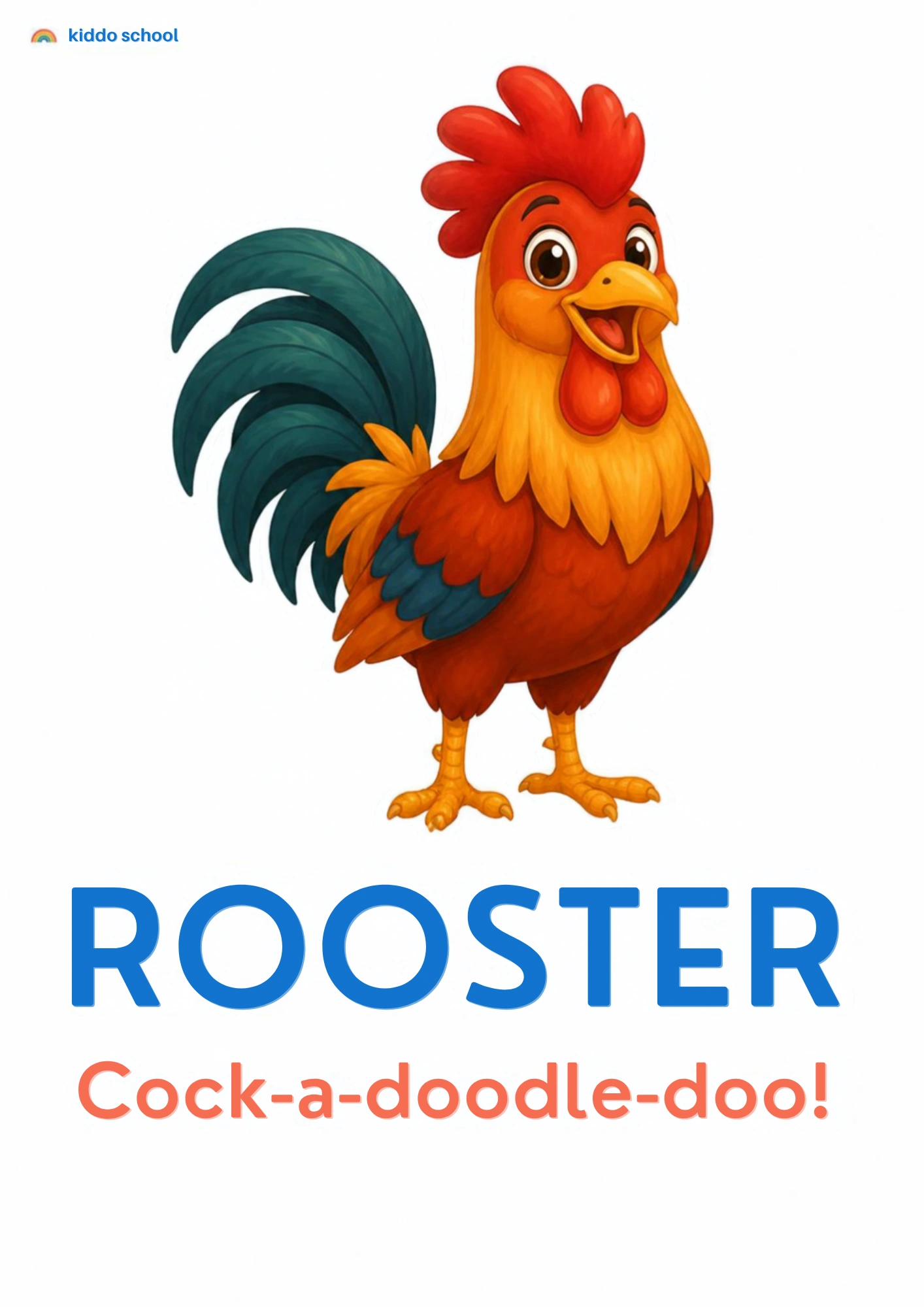 A rooster saying cock-a-doodle-doo for a toddler animal sounds activity