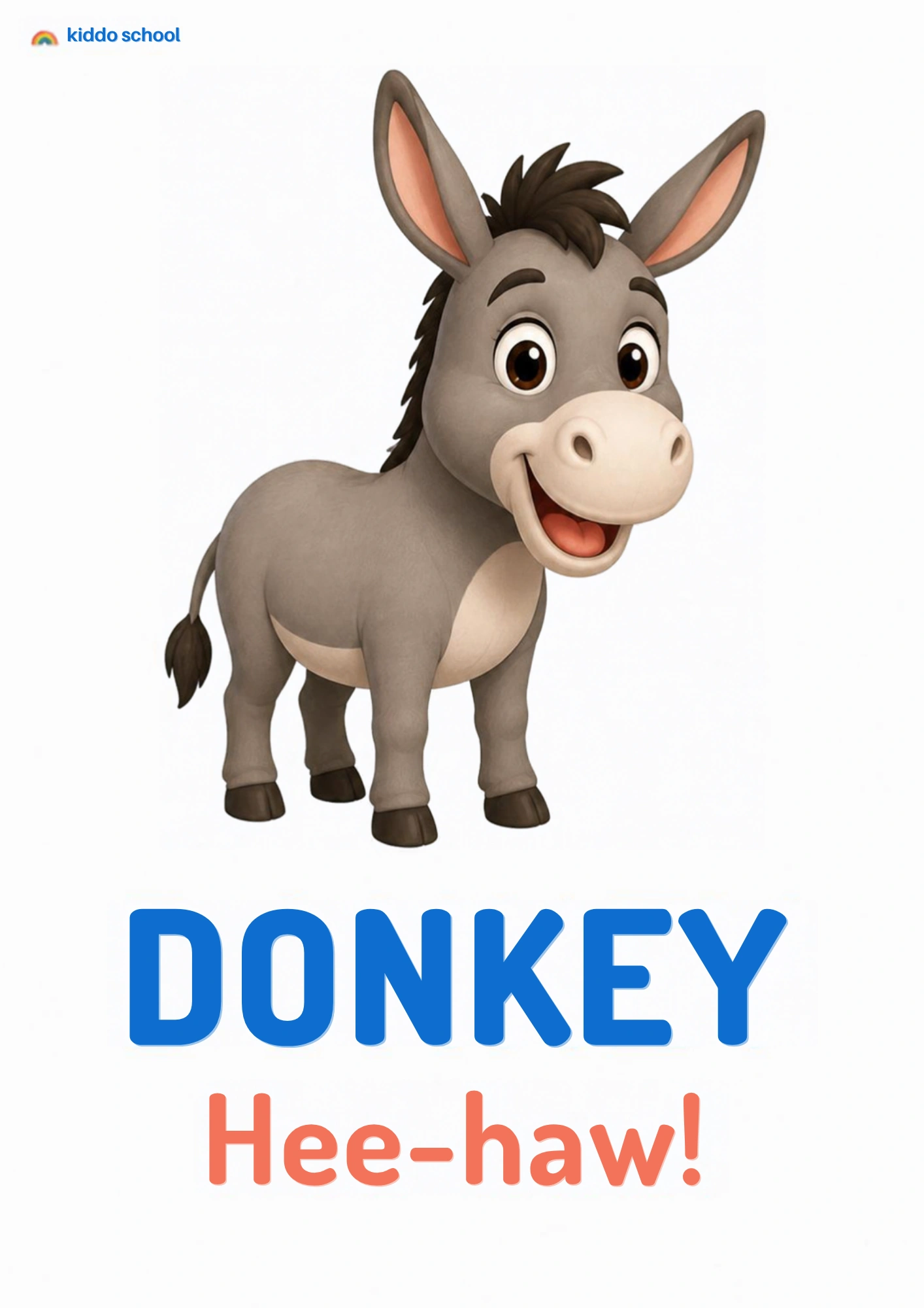 A donkey saying hee-haw for a toddler animal sounds activity