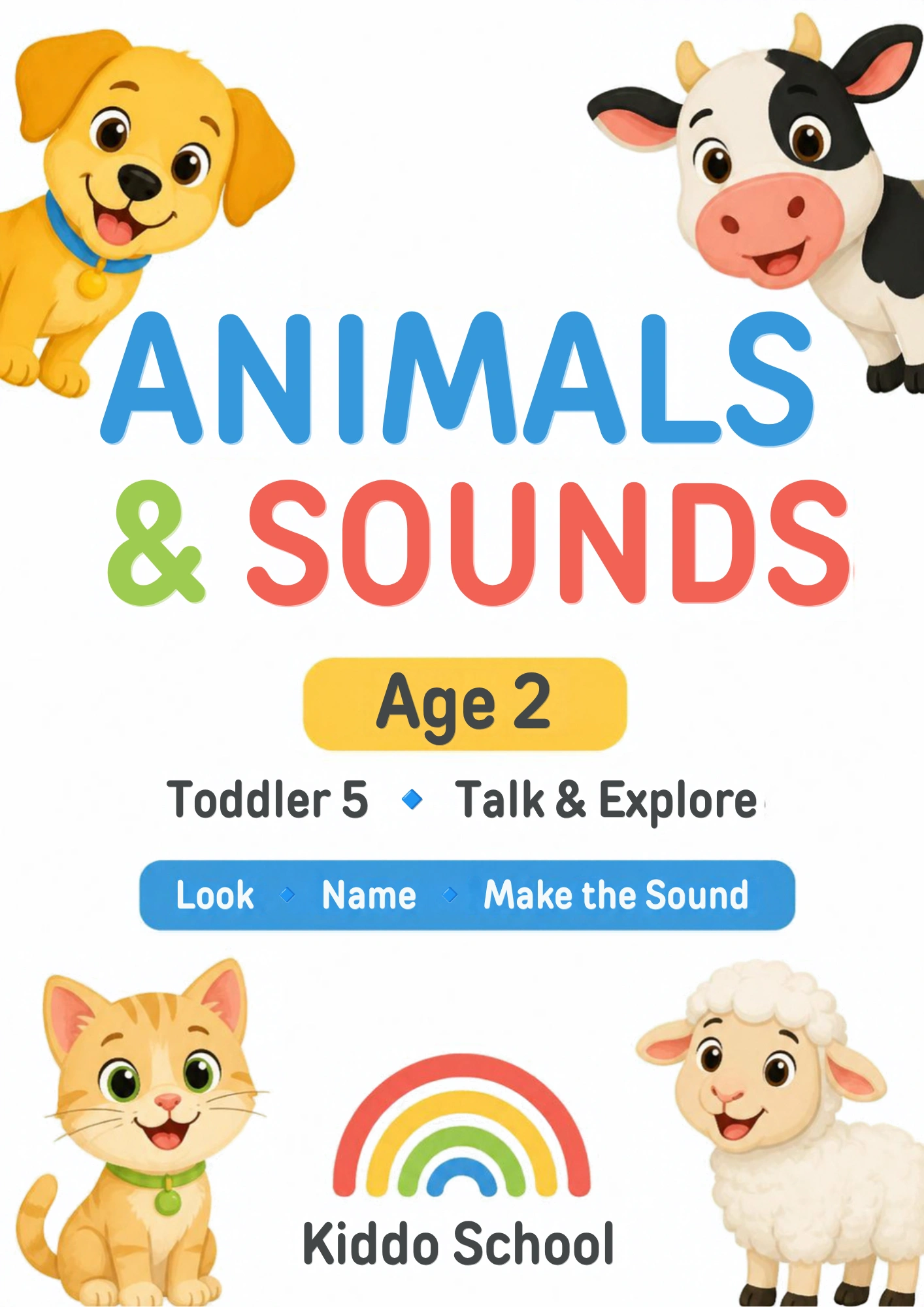 Cover of the Animals & Sounds flashcards set from Kiddo School