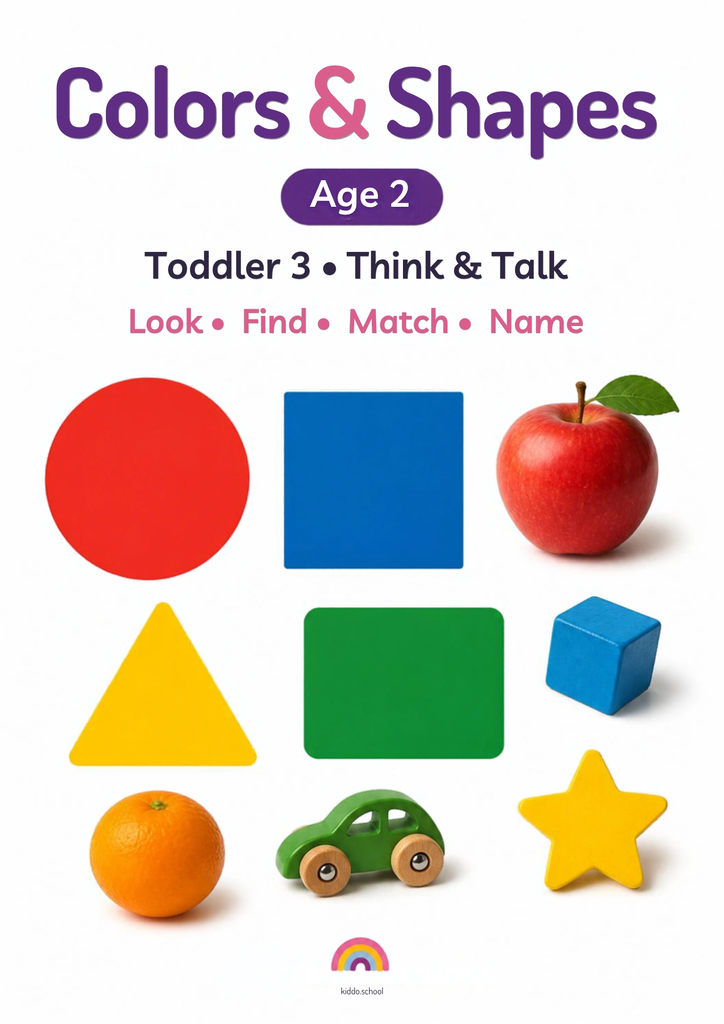 Cover of the Colors & Shapes flashcards set from Kiddo School