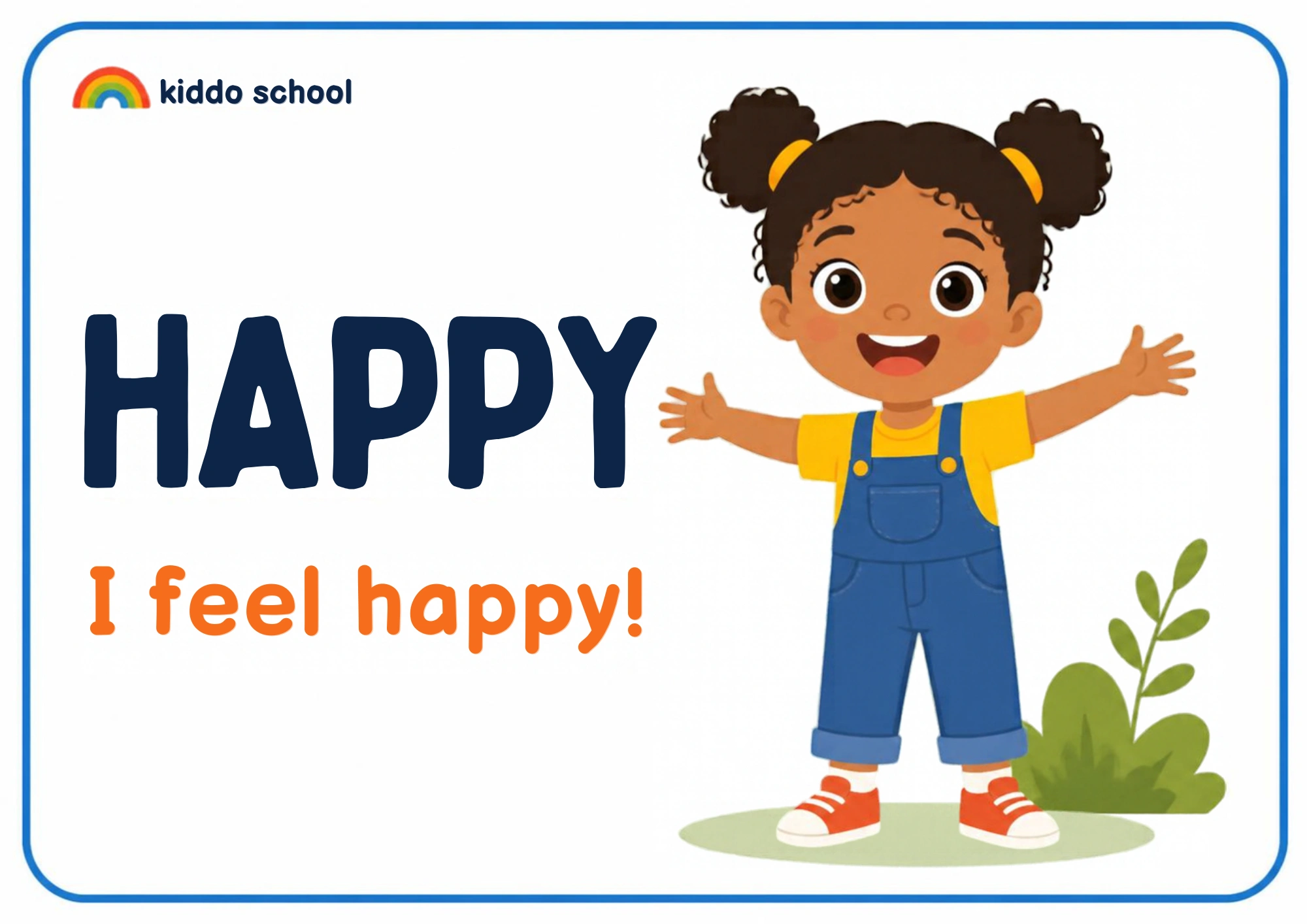2D illustrated child showing a happy feeling