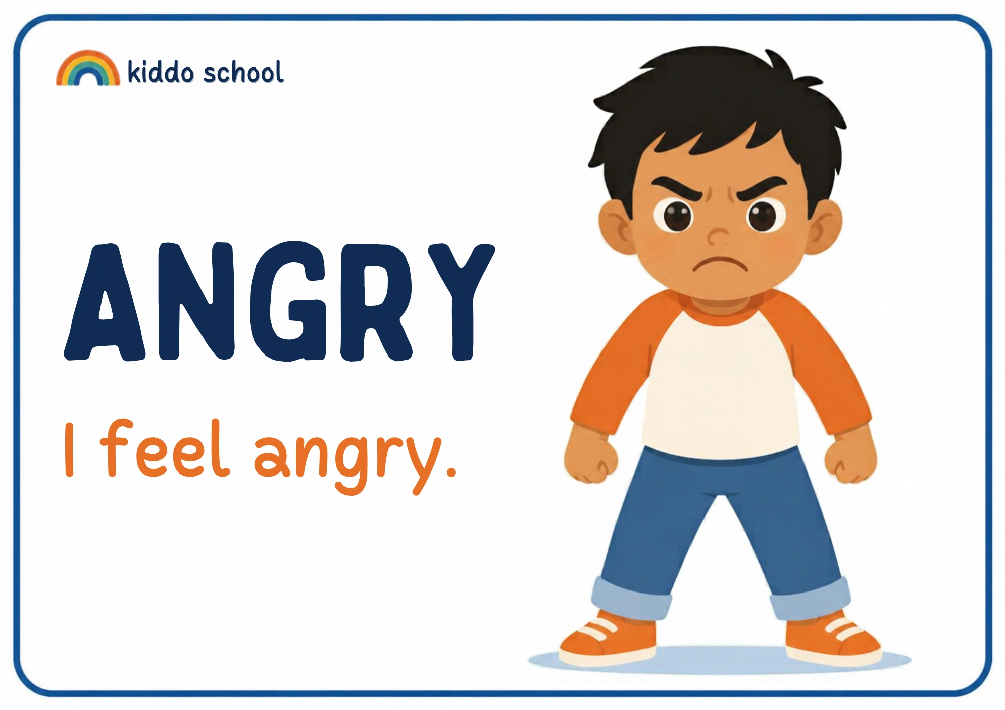 2D illustrated child showing an angry feeling