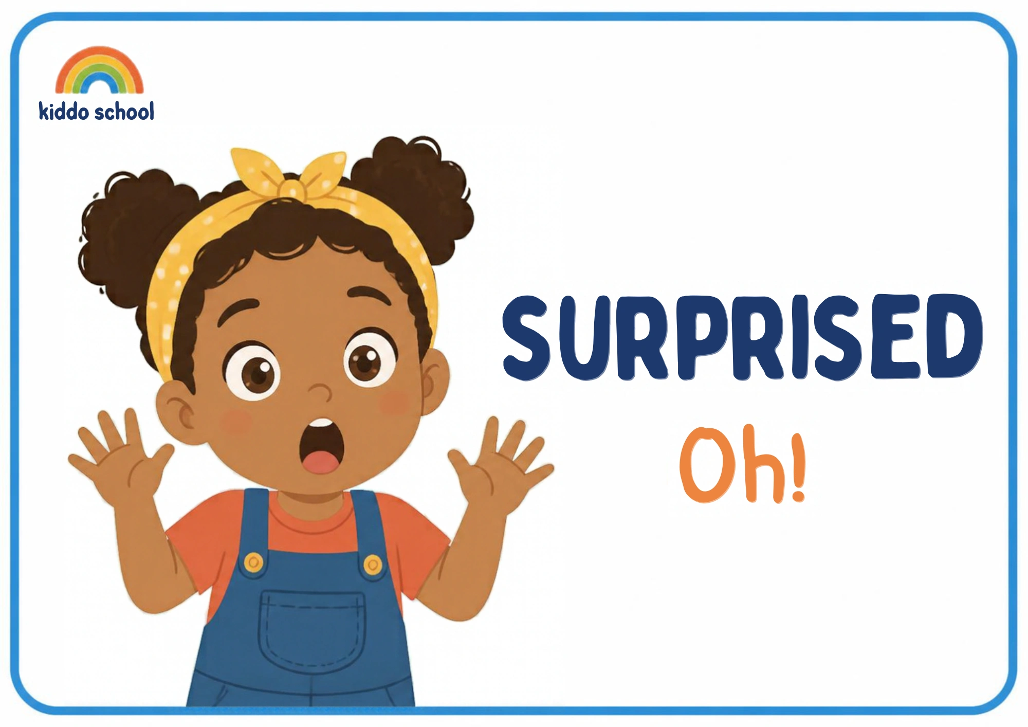 2D illustrated child showing a surprised feeling