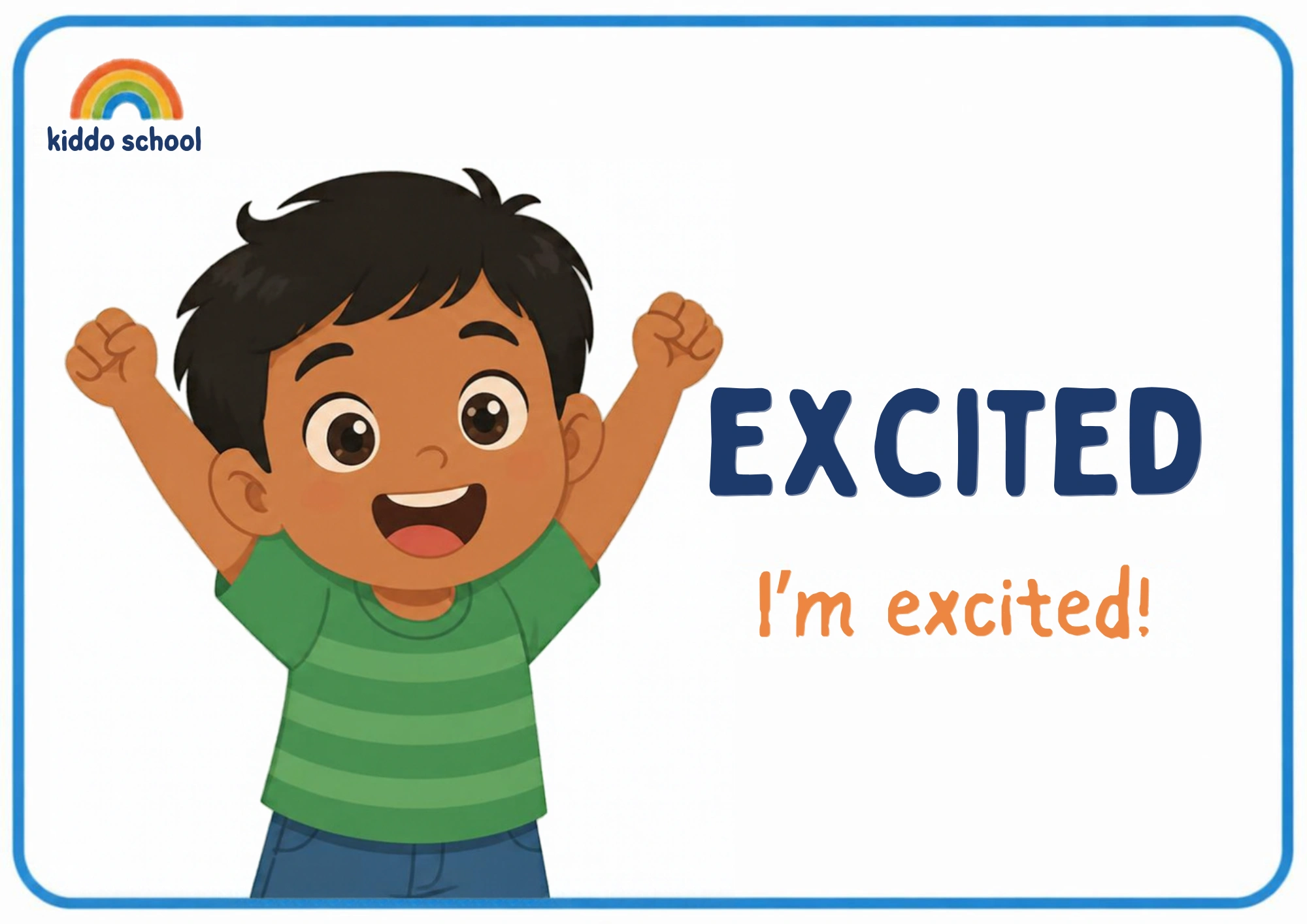 2D illustrated child showing an excited feeling