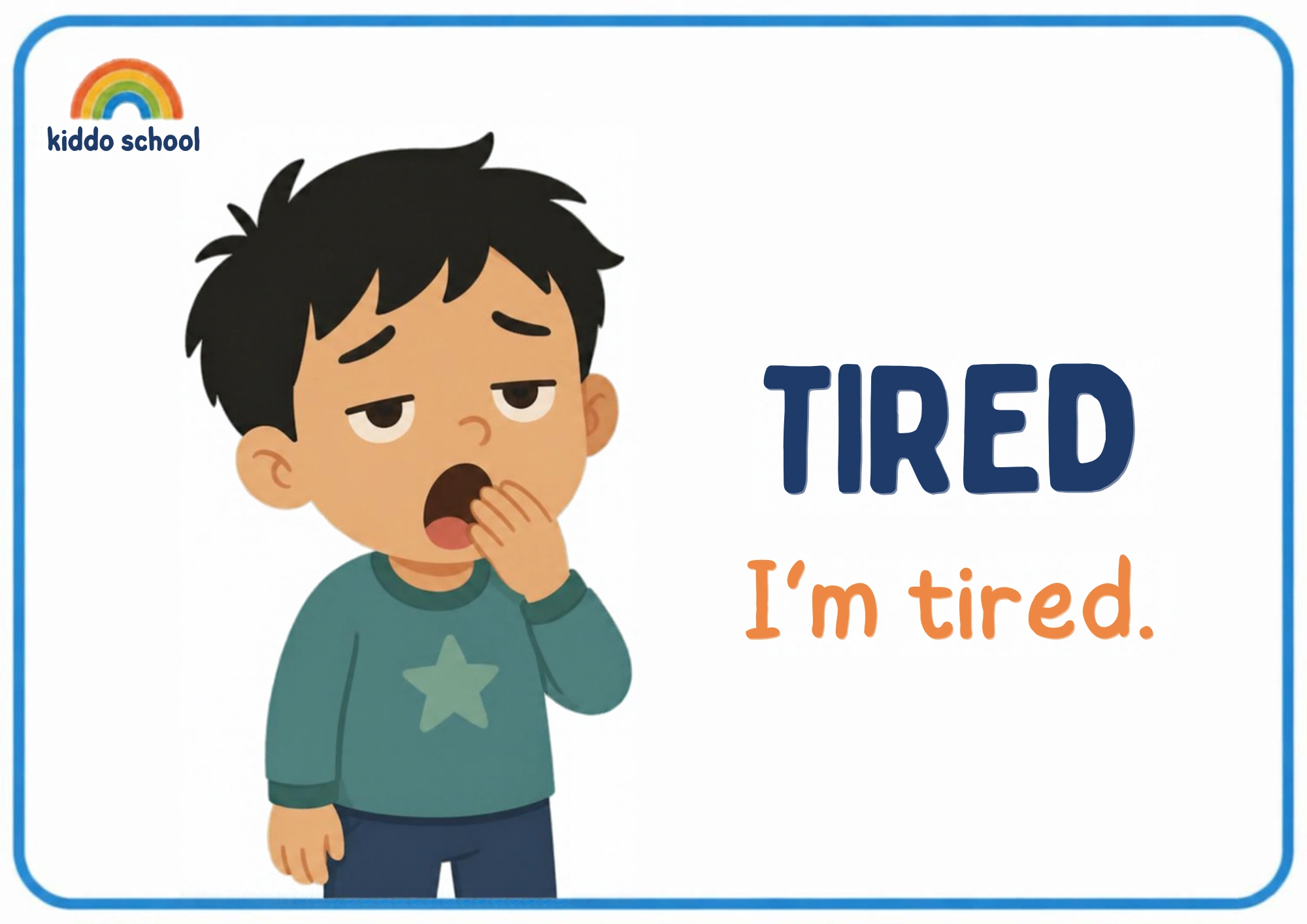 2D illustrated child showing a tired feeling