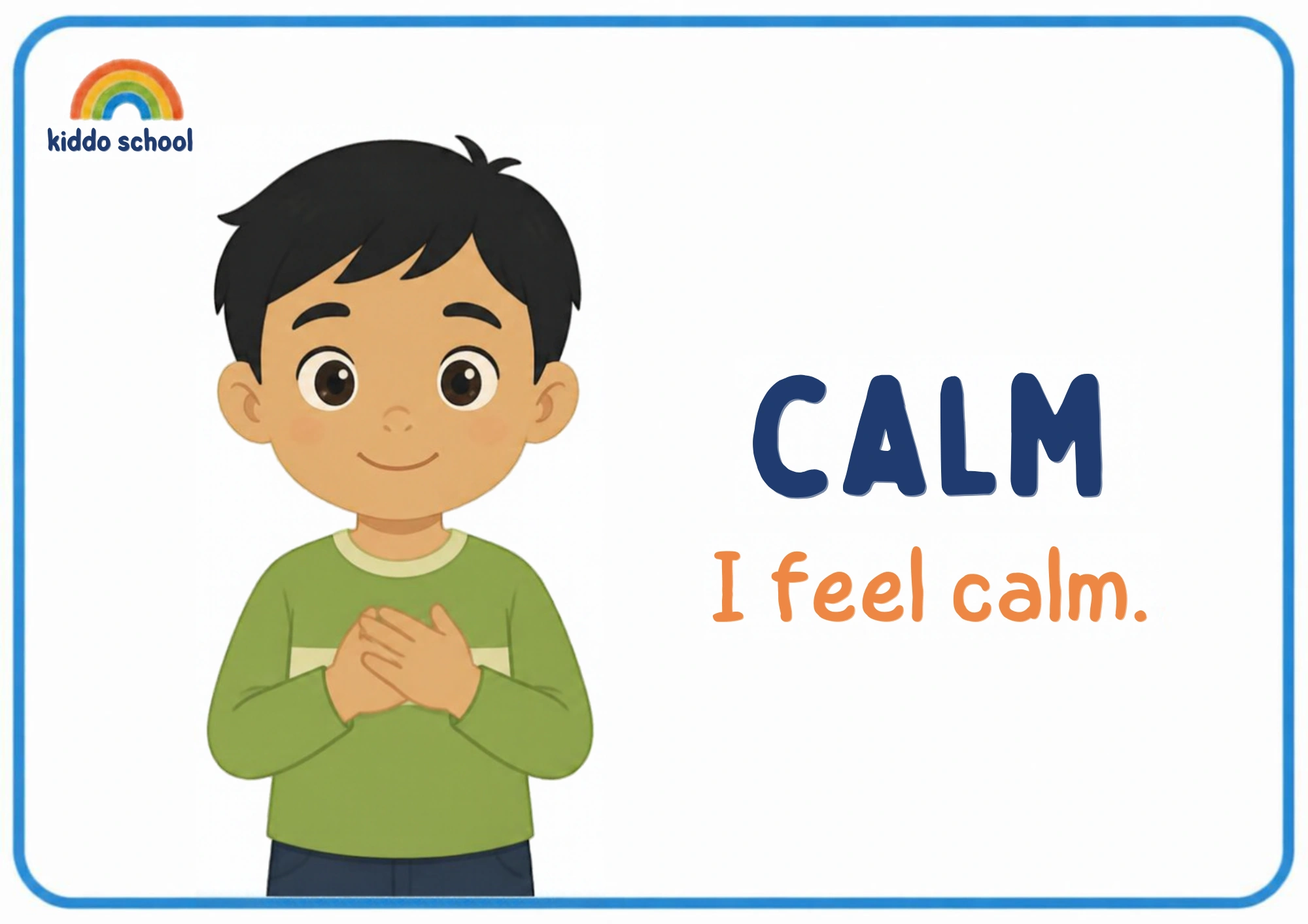 2D illustrated child showing a calm feeling