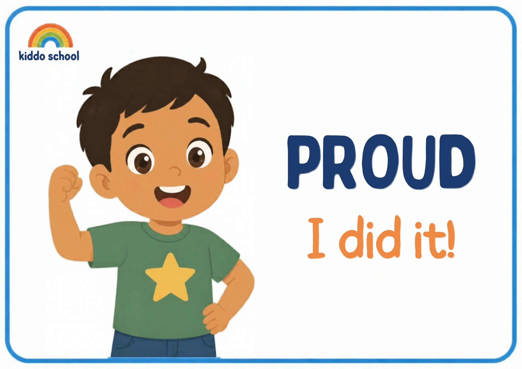 2D illustrated child showing a proud feeling