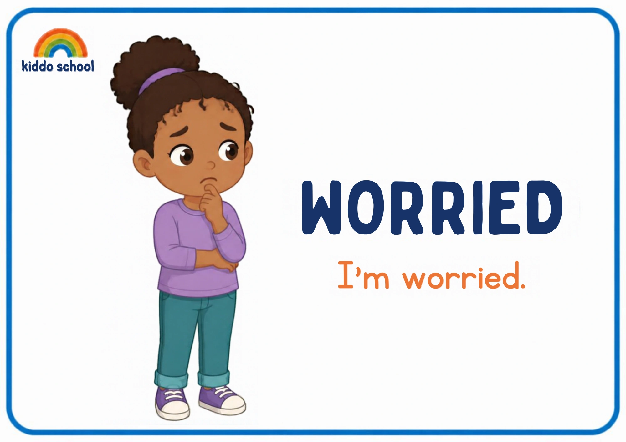 2D illustrated child showing a worried feeling