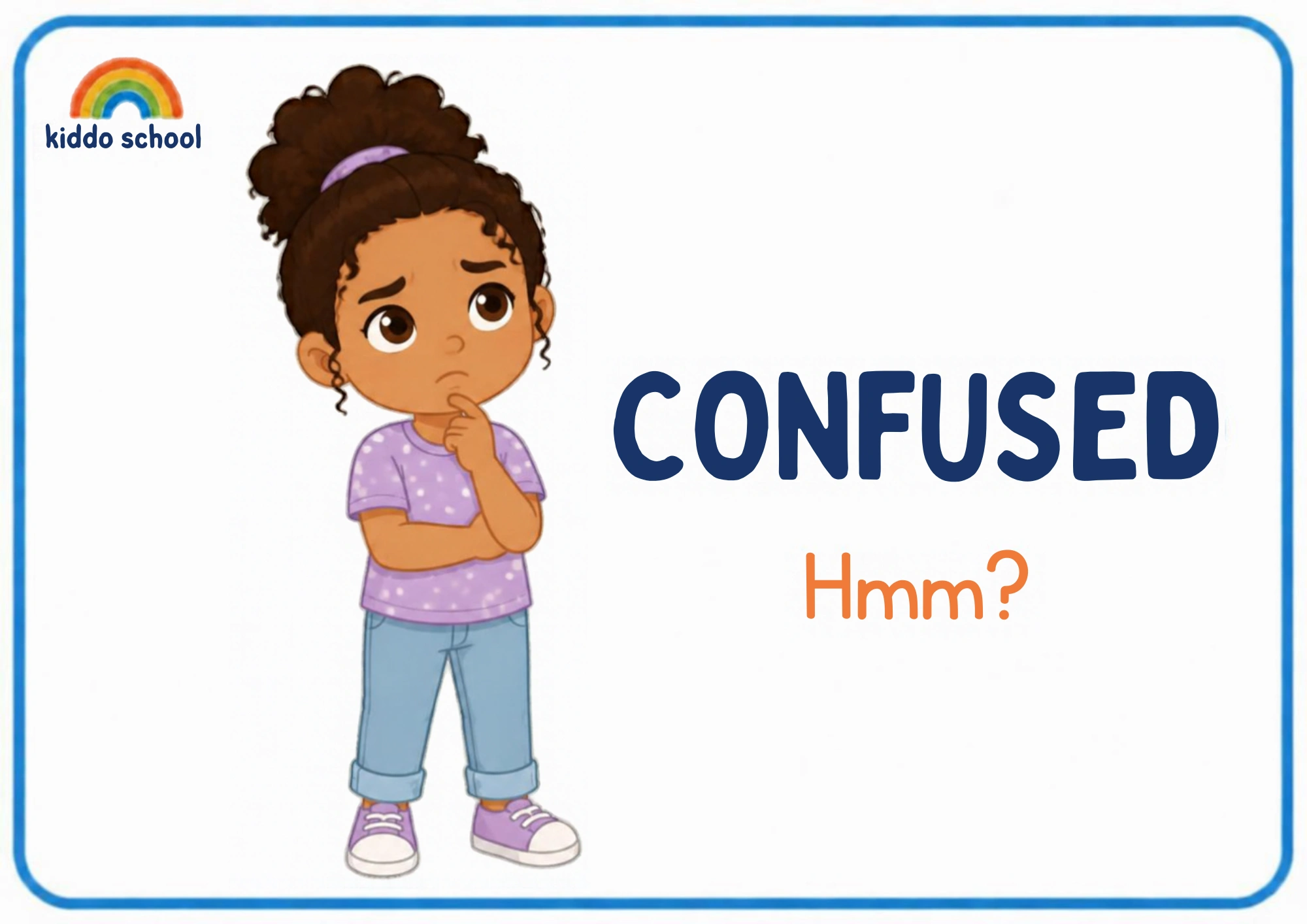 2D illustrated child showing a confused feeling
