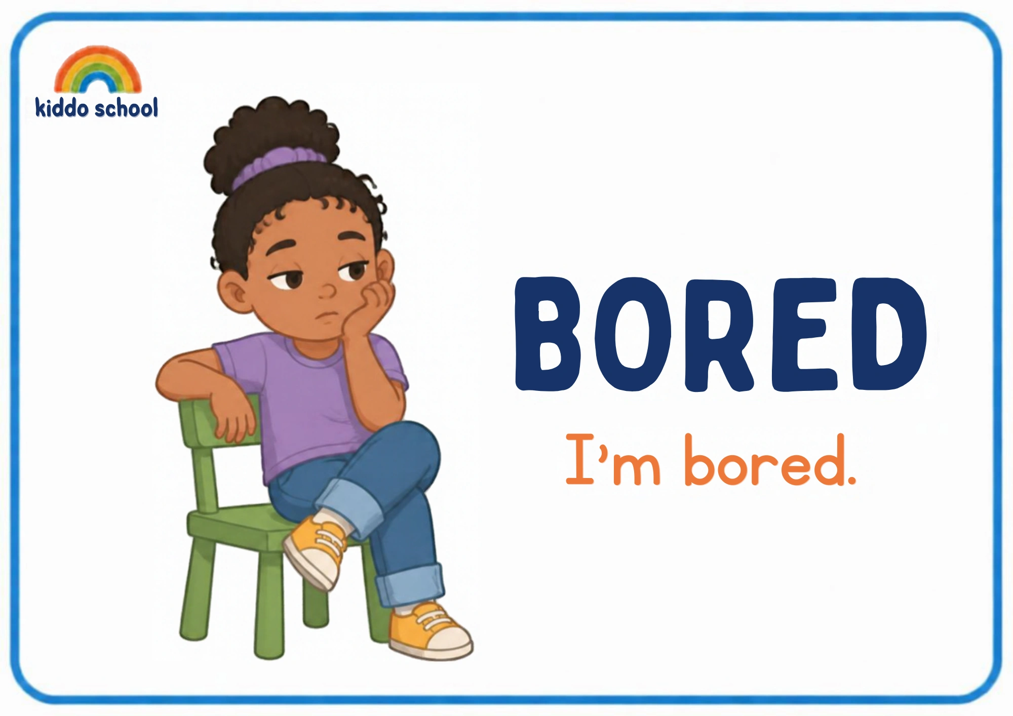 2D illustrated child showing a bored feeling