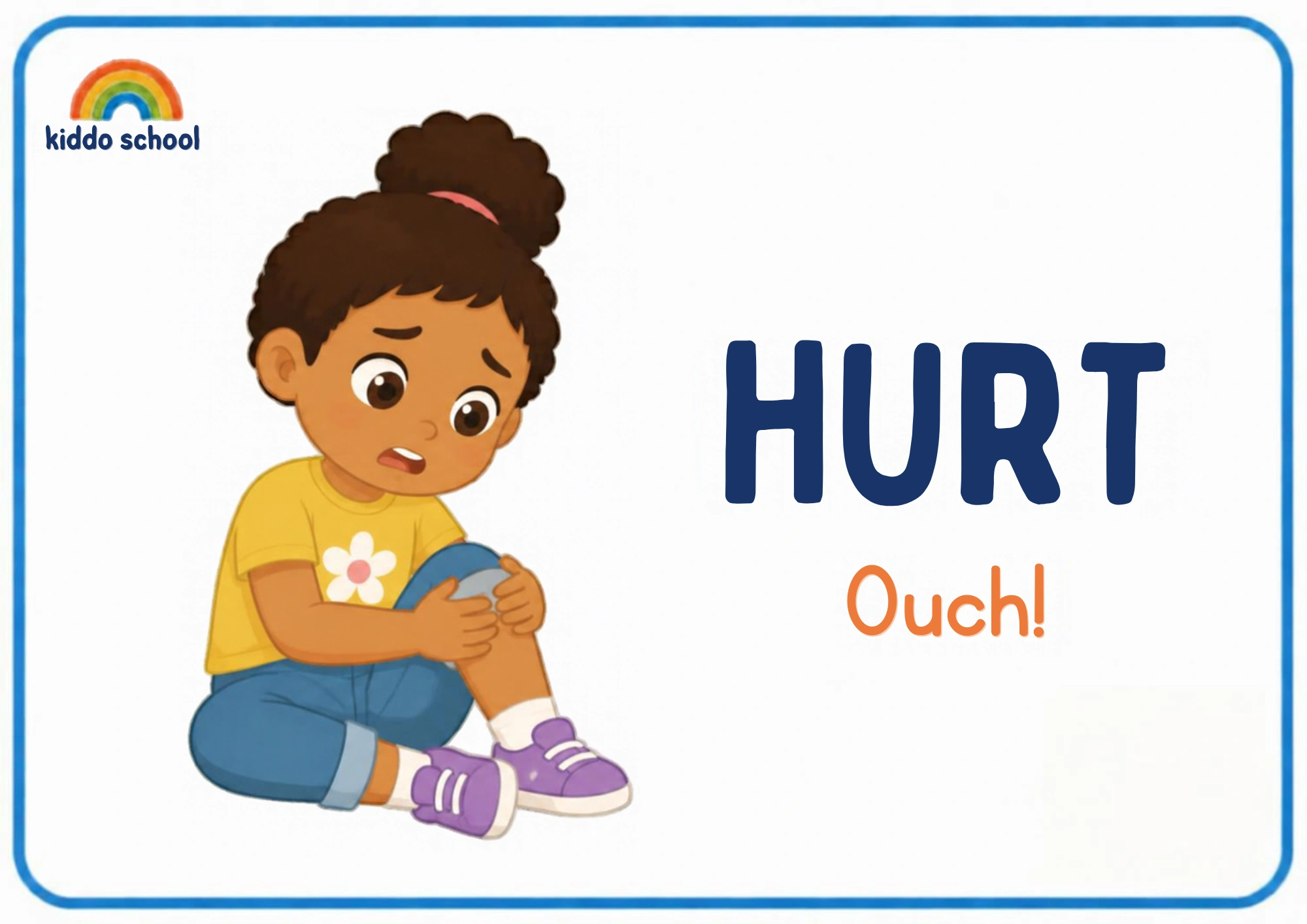 2D illustrated child showing a mild hurt feeling
