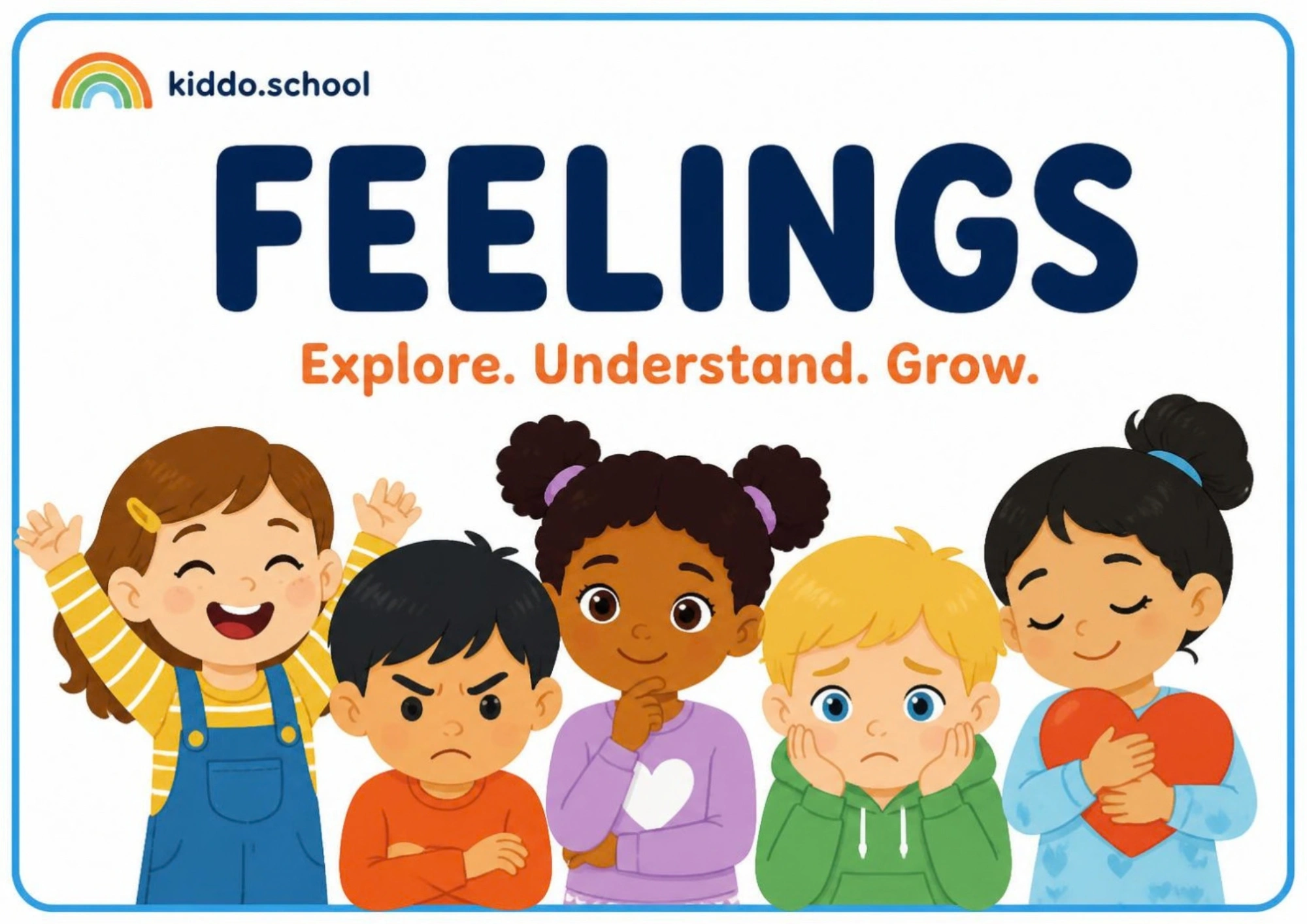 Cover of the Emotions & Feelings flashcards set from Kiddo School