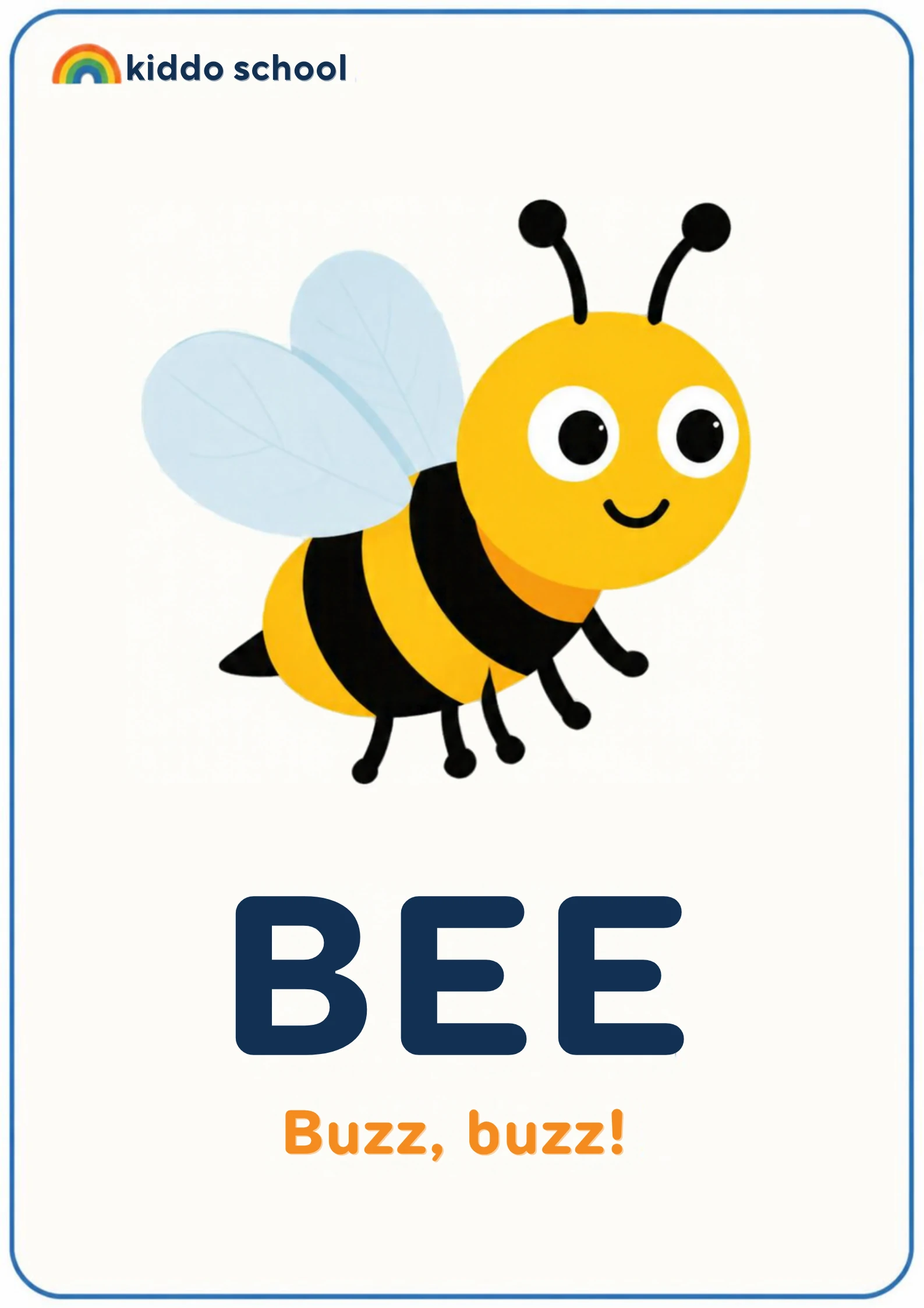 2D illustration of a friendly smiling bee