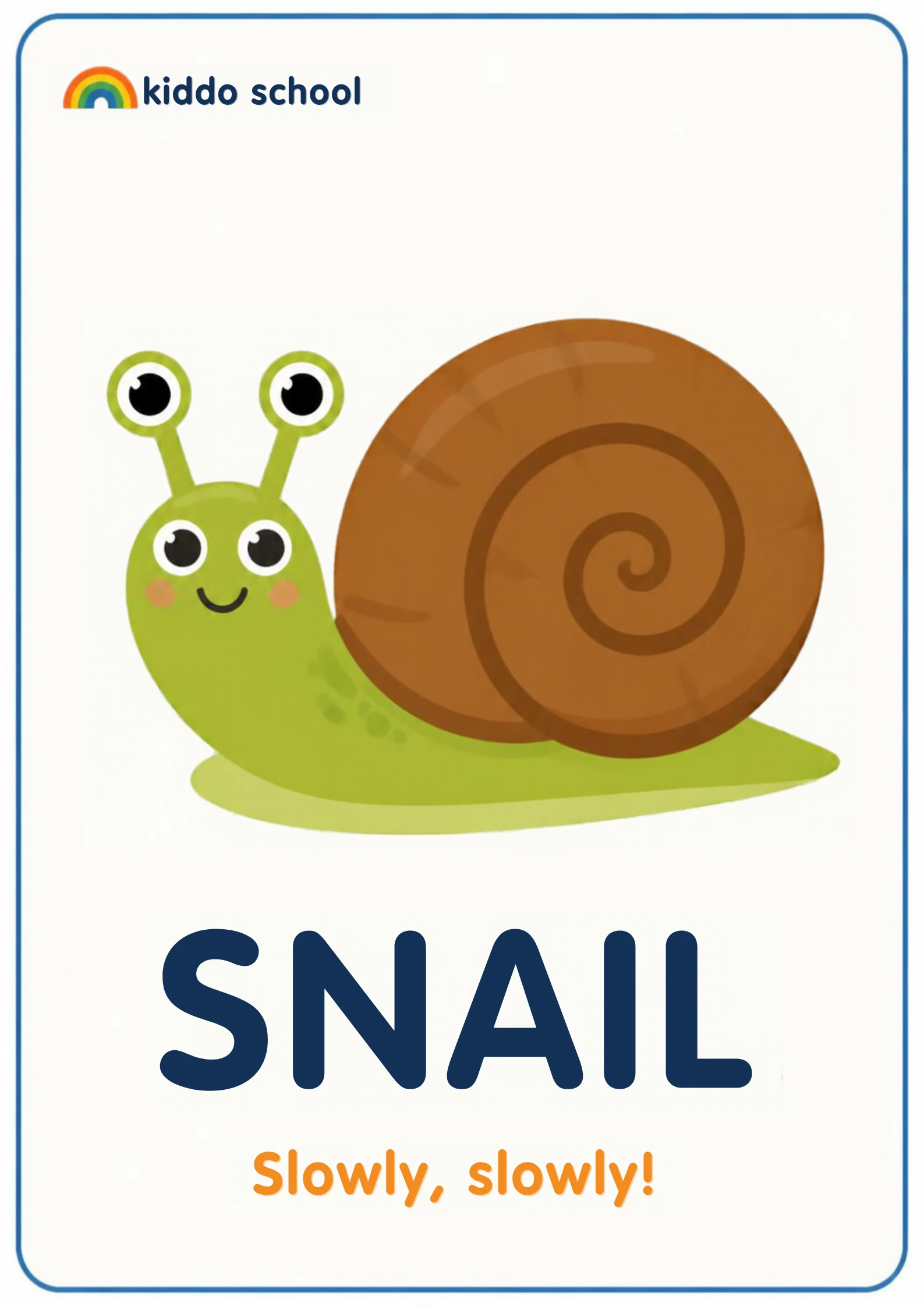 2D illustration of a smiling snail with a brown shell