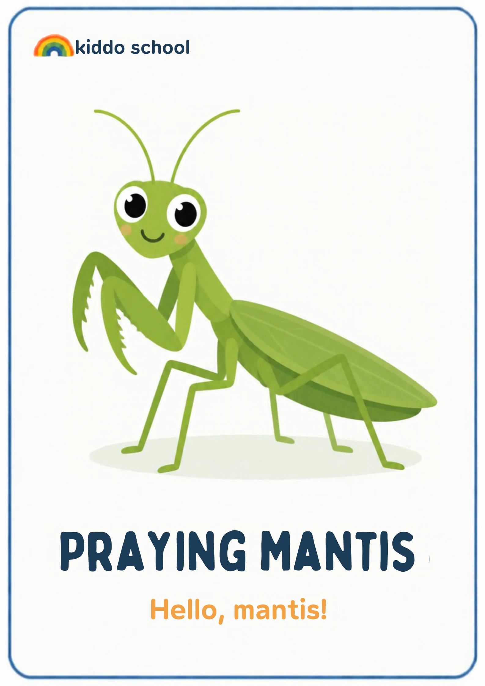 2D illustration of a green praying mantis