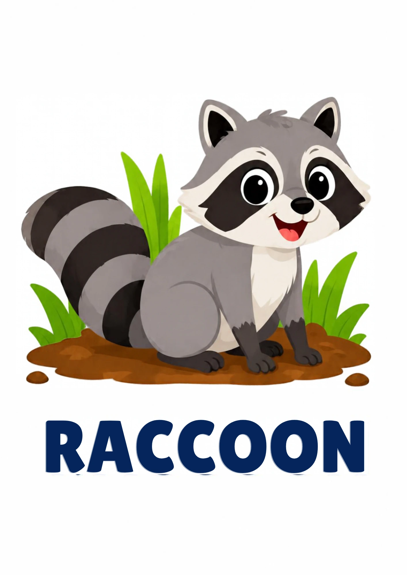 Raccoon picture card for toddlers