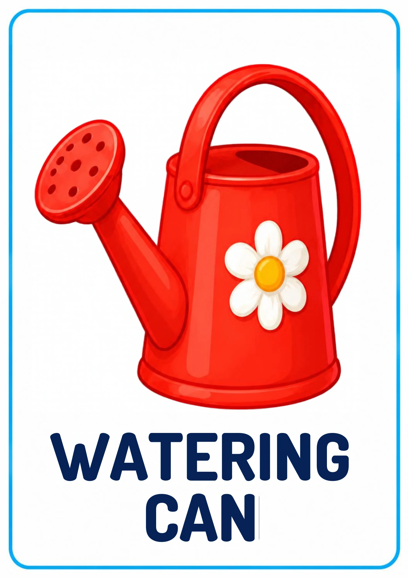 Watering can picture card for toddlers