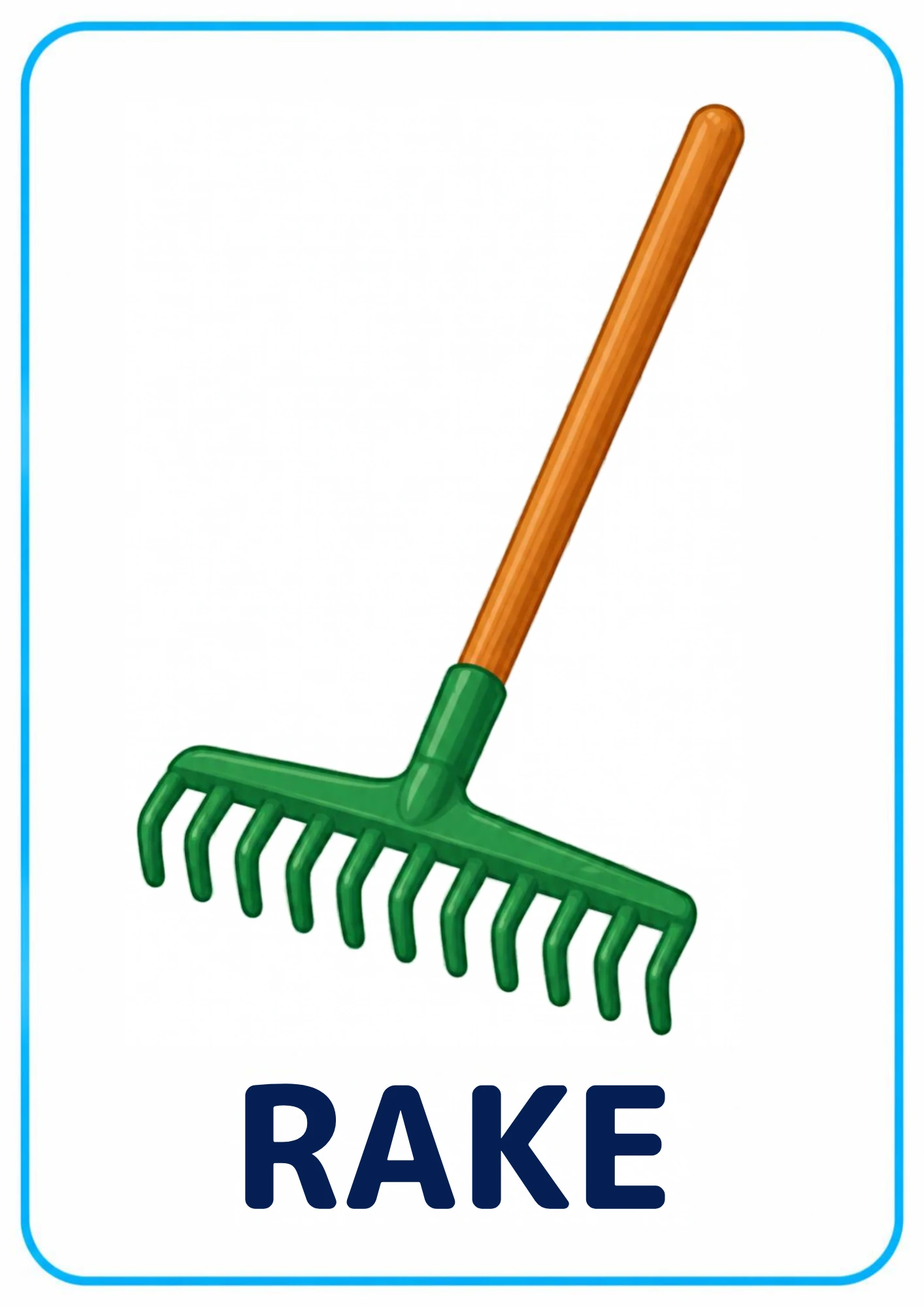 Rake picture card for toddlers