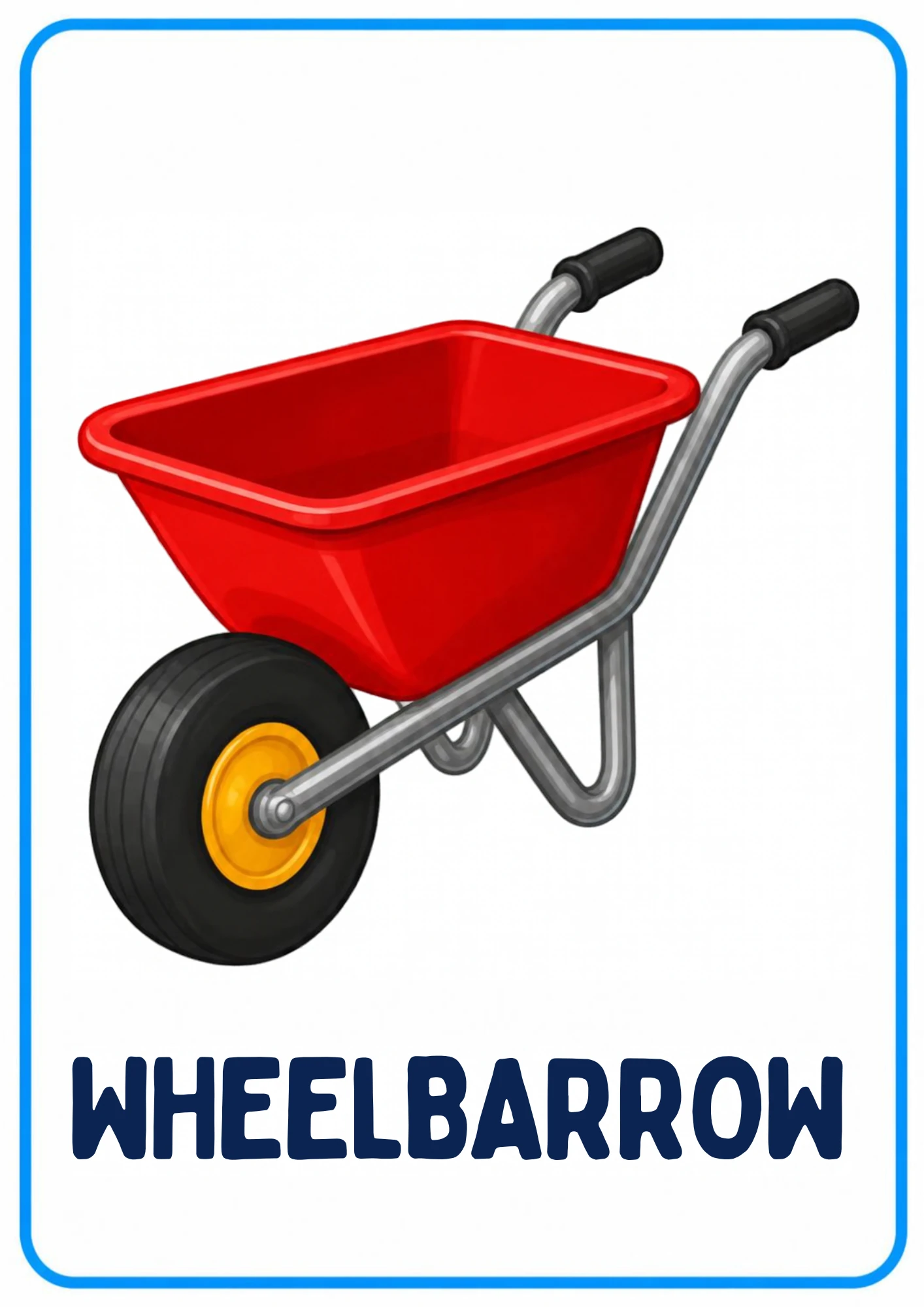 Wheelbarrow picture card for toddlers