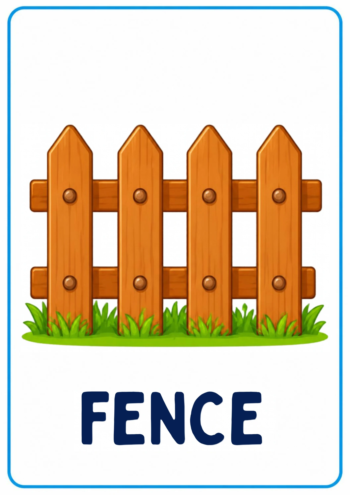 Fence picture card for toddlers