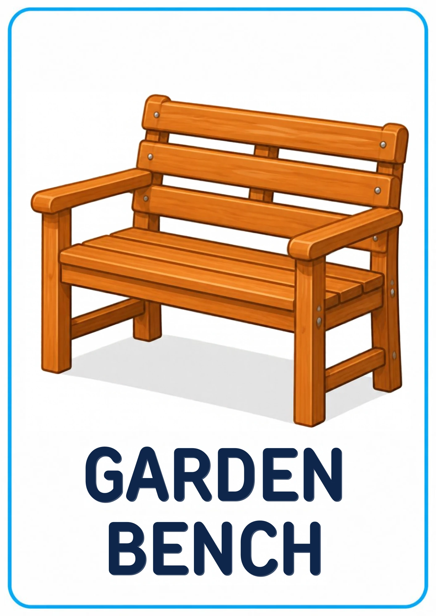 Garden bench picture card for toddlers
