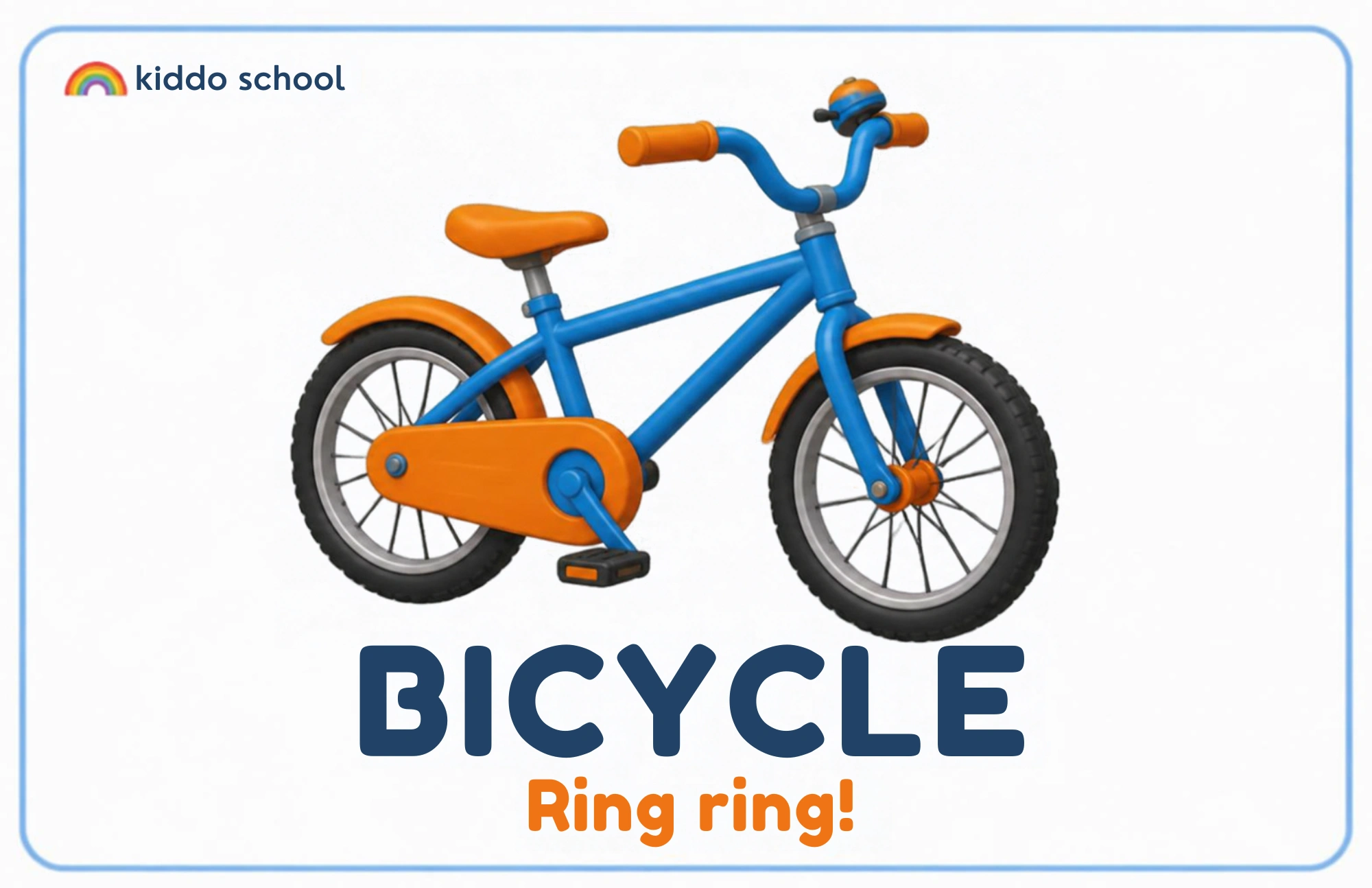 Cartoon bicycle learning card labeled Bicycle with Ring ring