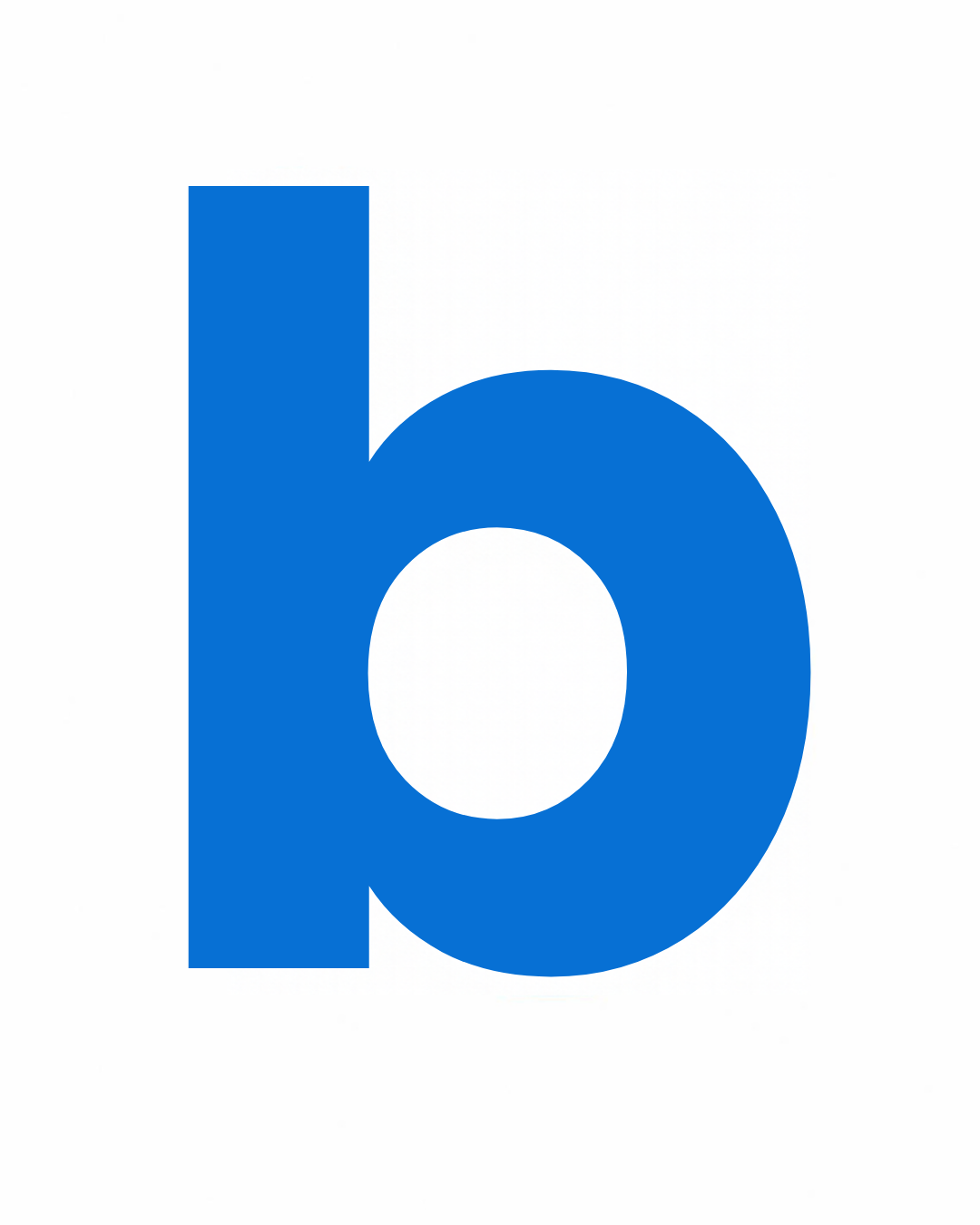 Lowercase letter card: the little letter b in its own colour on a white card, from the Kiddo School alphabet