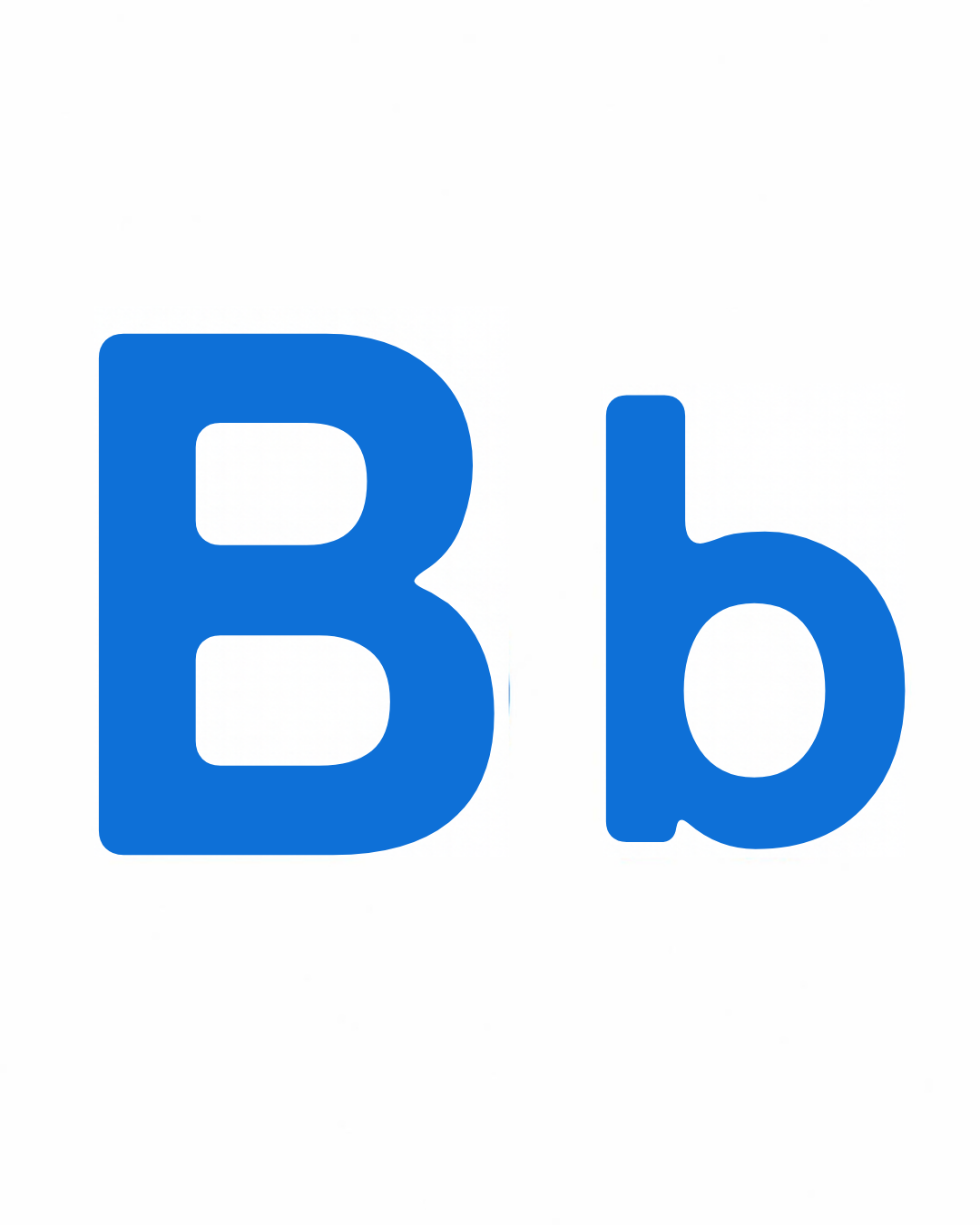 Big and little letter card: B and b together on a white card, from the Kiddo School alphabet