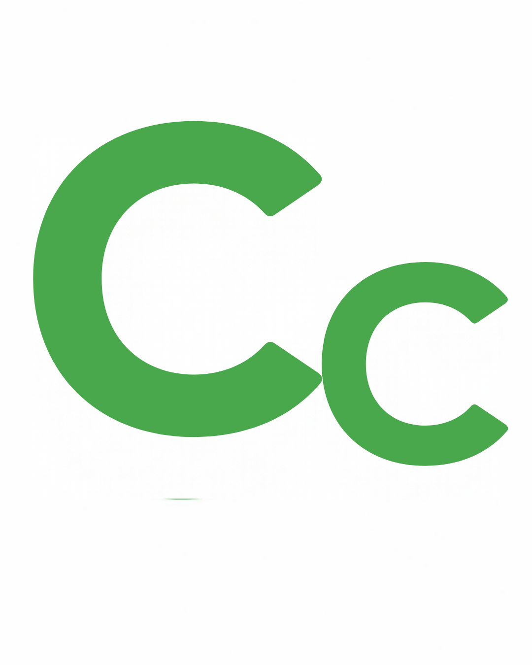 Big and little letter card: C and c together on a white card, from the Kiddo School alphabet