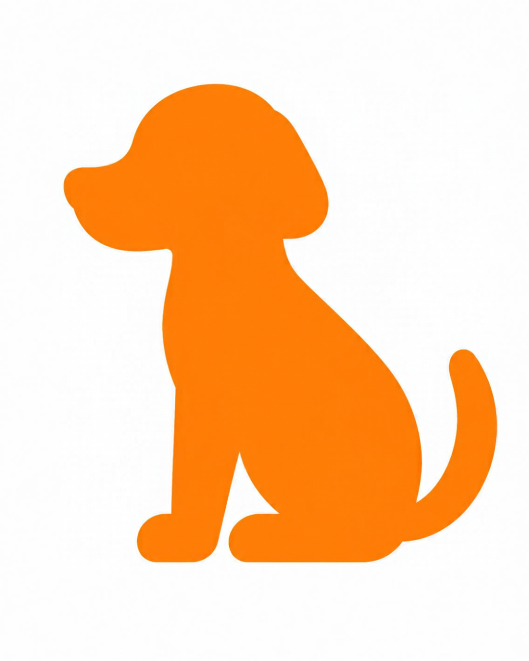 Object card for the letter D: the dog as a bold flat-colour picture on a white card, from the Kiddo School alphabet