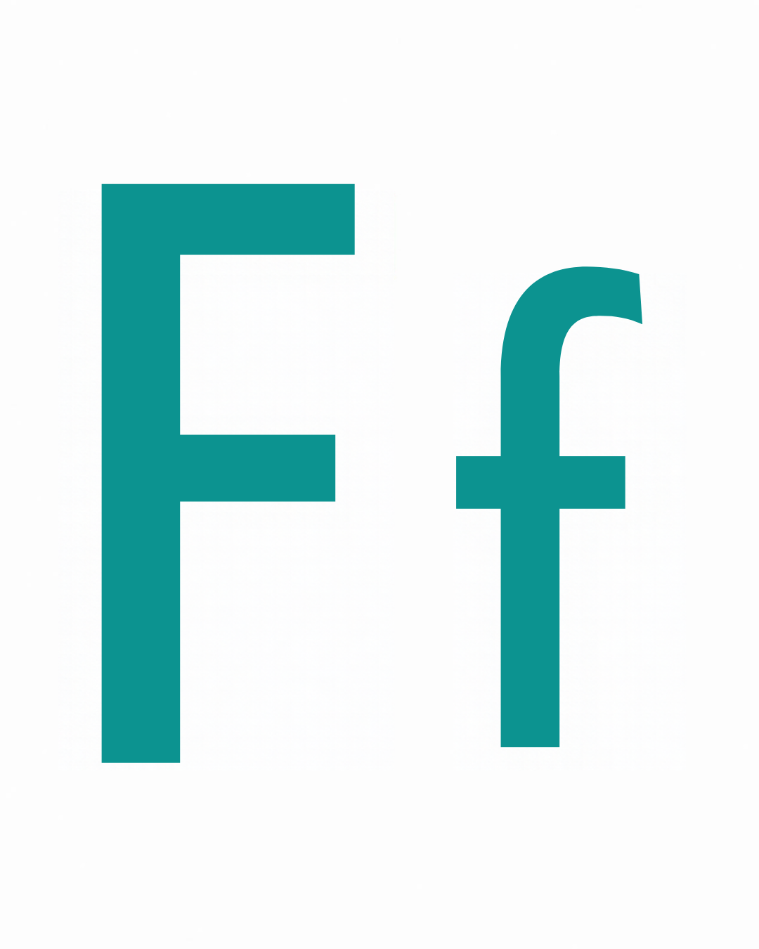 Big and little letter card: F and f together on a white card, from the Kiddo School alphabet