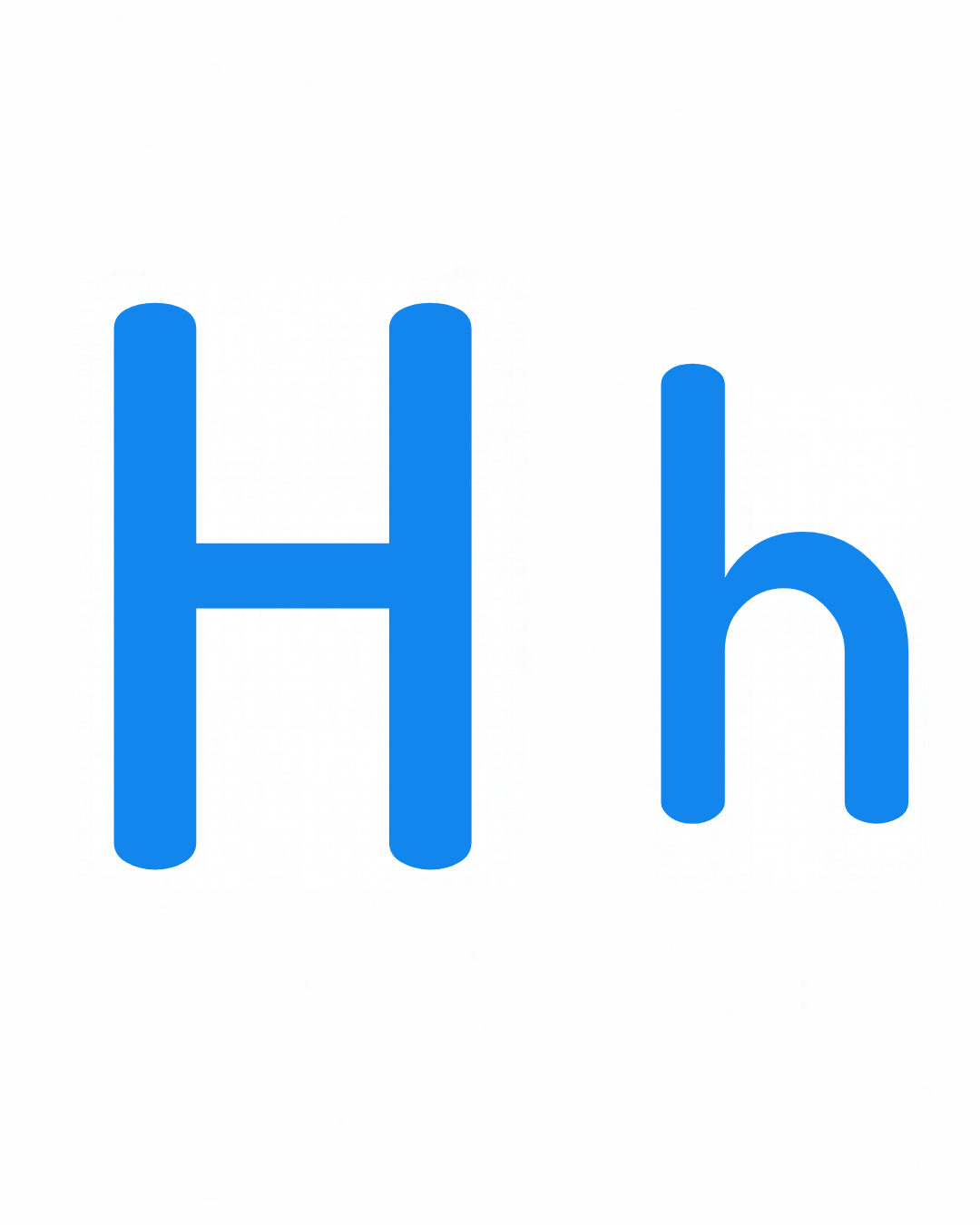 Big and little letter card: H and h together on a white card, from the Kiddo School alphabet