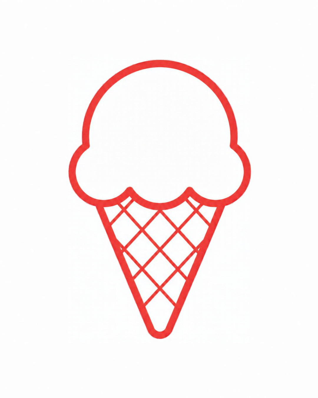 Object card for the letter I: the ice cream as a bold flat-colour picture on a white card, from the Kiddo School alphabet