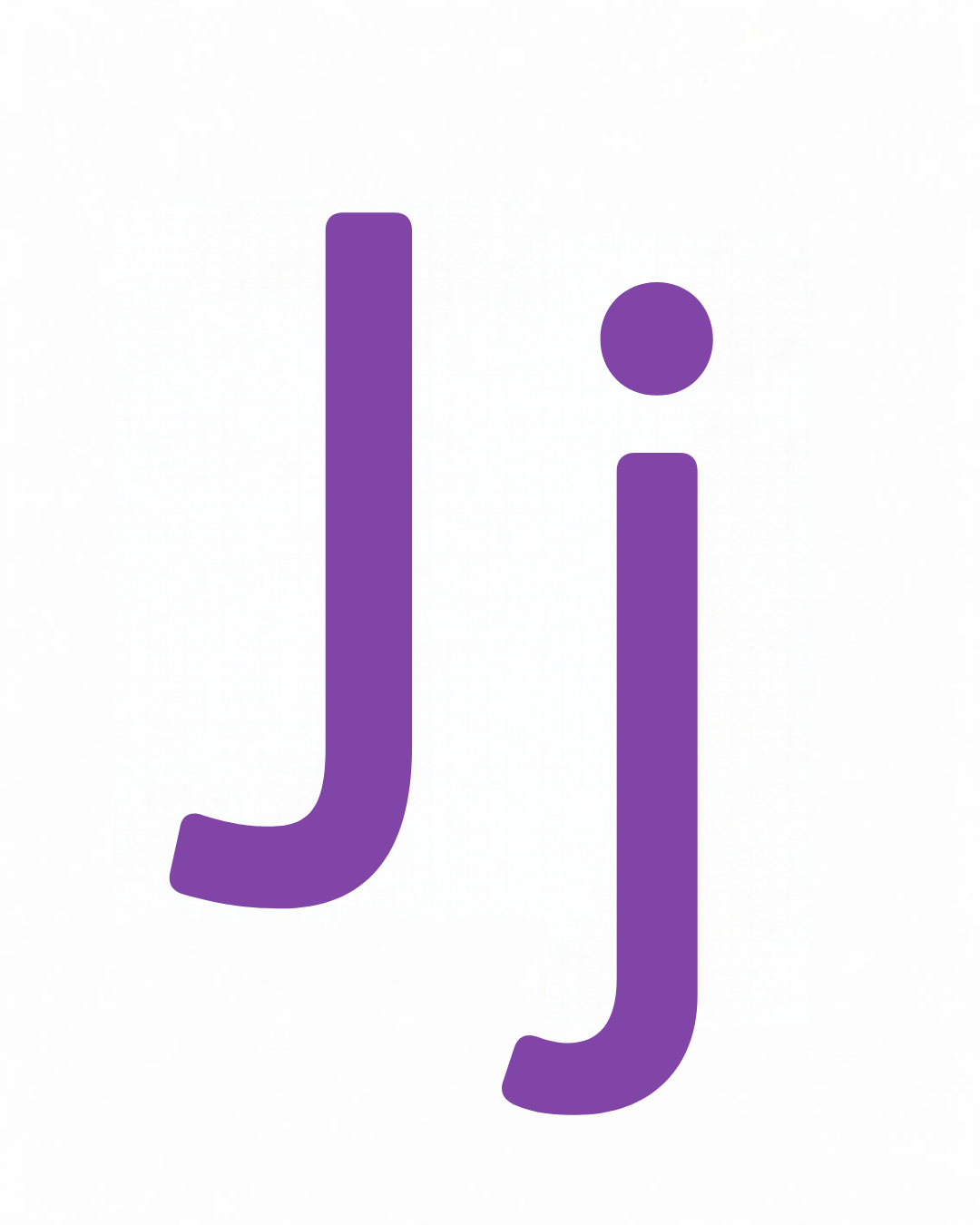 Big and little letter card: J and j together on a white card, from the Kiddo School alphabet