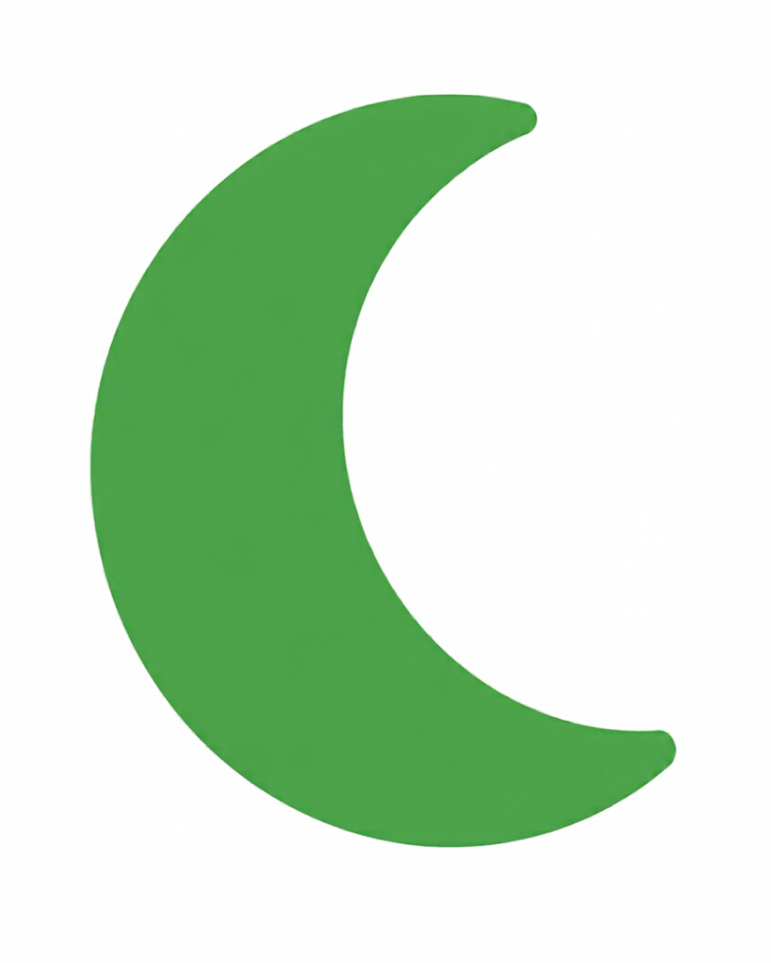 Object card for the letter M: the moon as a bold flat-colour picture on a white card, from the Kiddo School alphabet