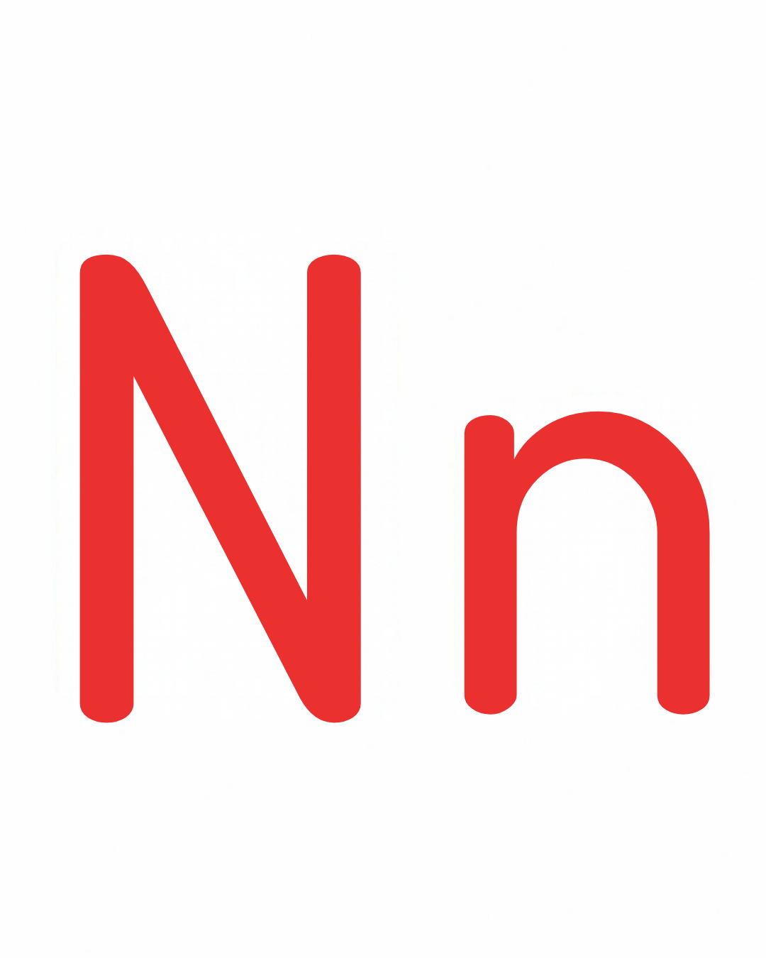 Big and little letter card: N and n together on a white card, from the Kiddo School alphabet