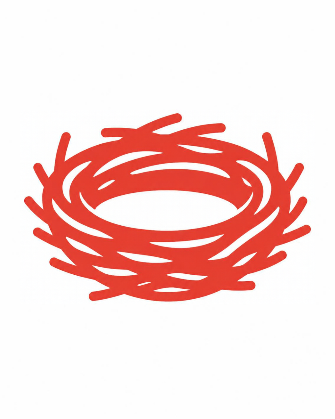 Object card for the letter N: the nest as a bold flat-colour picture on a white card, from the Kiddo School alphabet