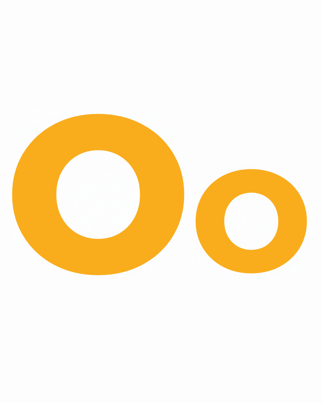 Big and little letter card: O and o together on a white card, from the Kiddo School alphabet