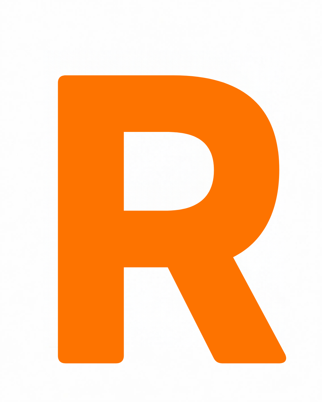Uppercase letter R as large playful letter art
